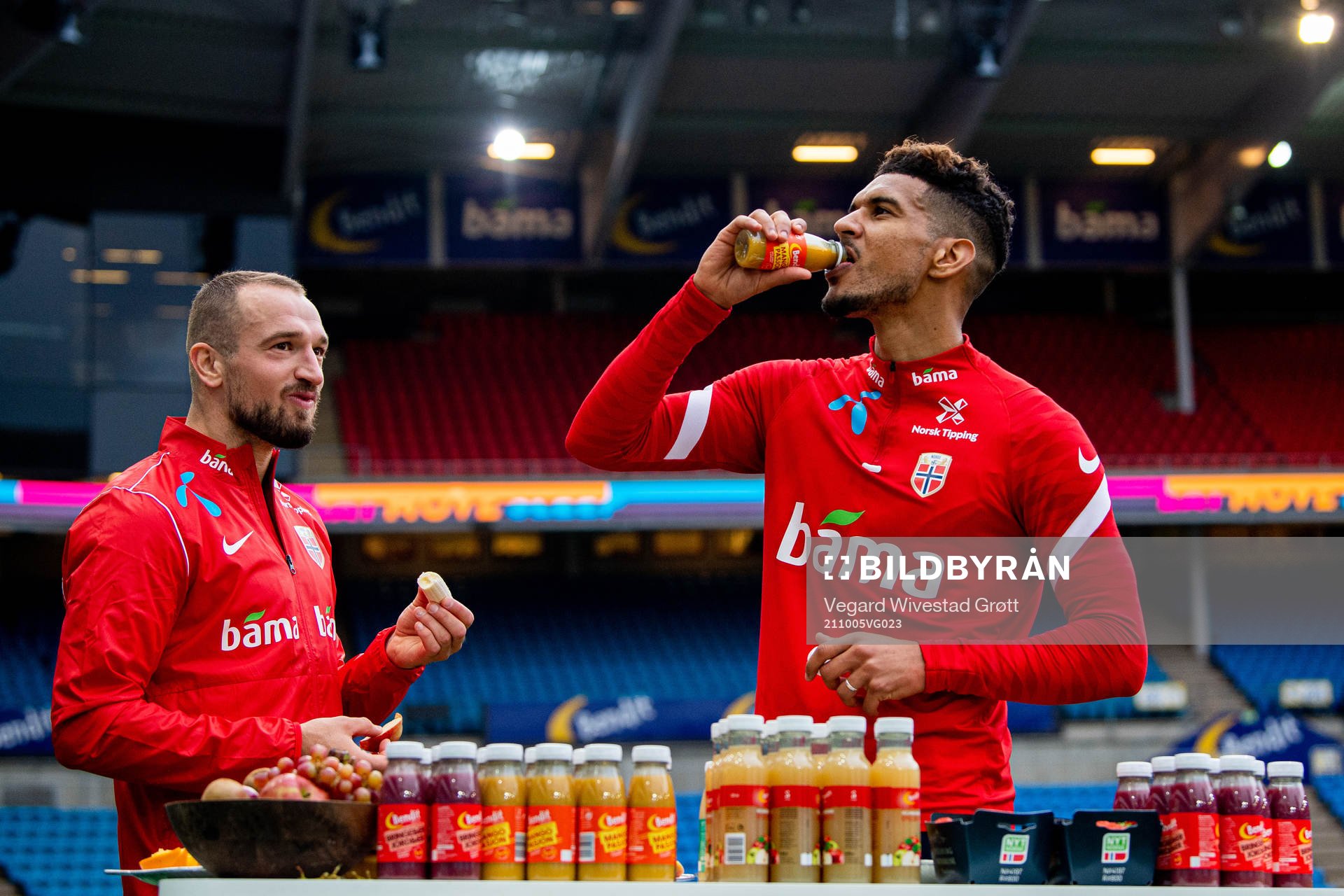Veton Berisha and Ohi Omoijuanfo of the Norwegian national
