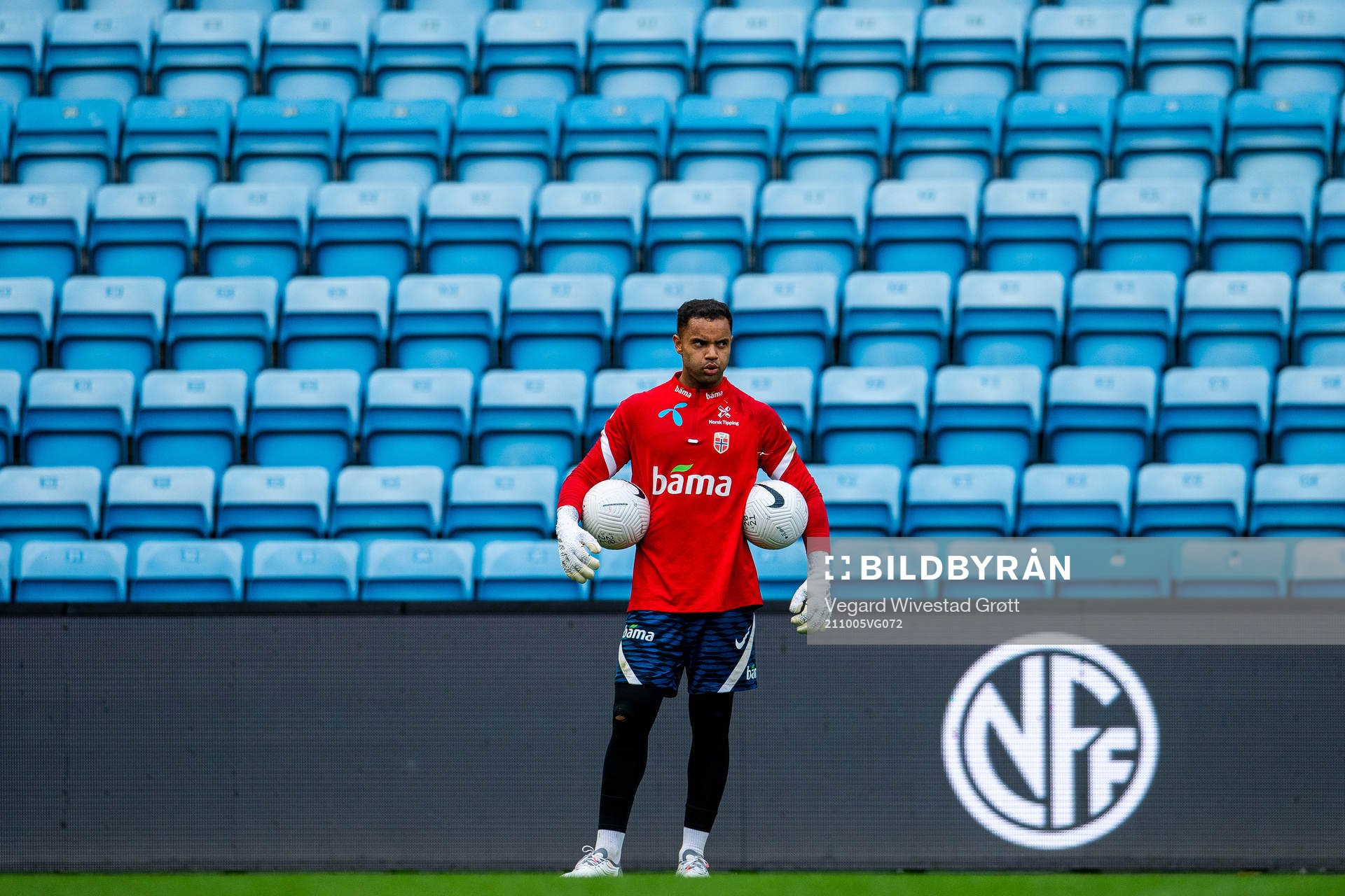 Goalkeeper Sten Grytebust of the Norwegian national football team during a training session on October 5, 2021 in Oslo. 