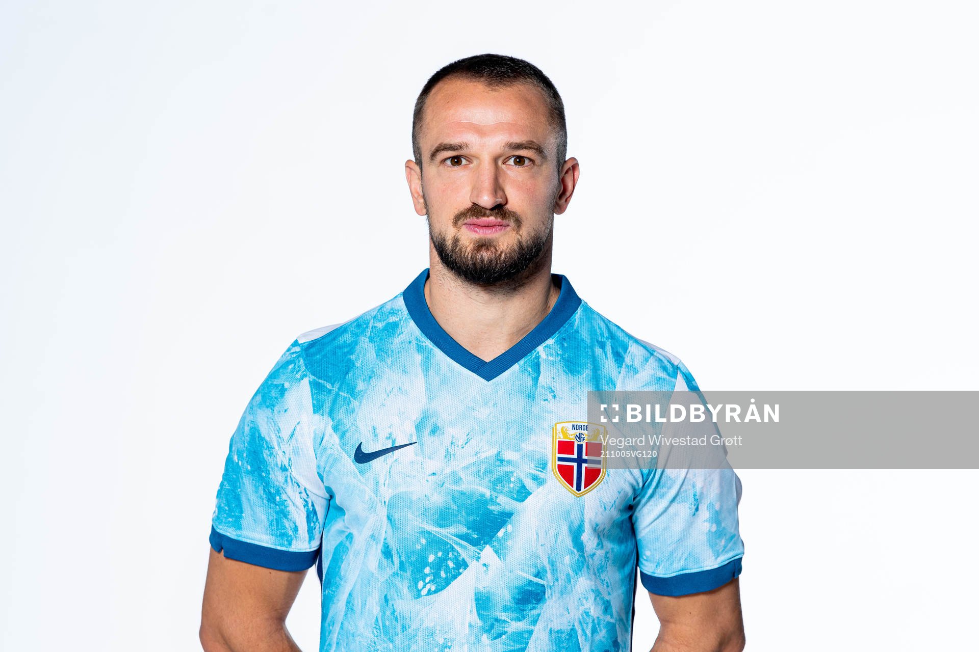 Veton Berisha of the Norwegian national football team poses