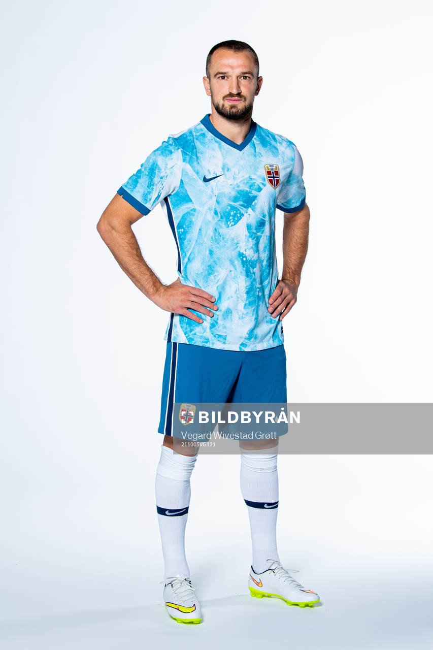 Veton Berisha of the Norwegian national football team poses