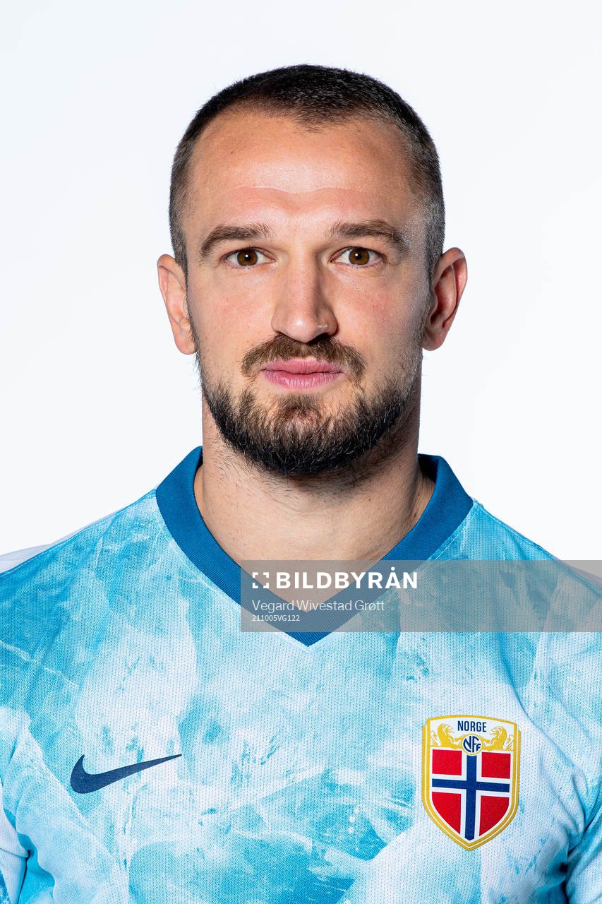 Veton Berisha of the Norwegian national football team poses