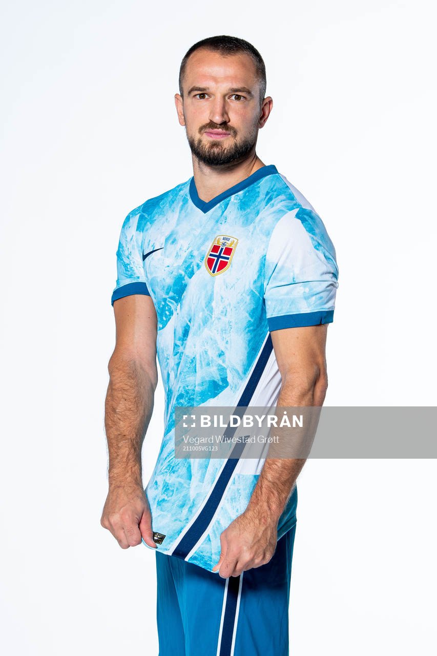 Veton Berisha of the Norwegian national football team poses