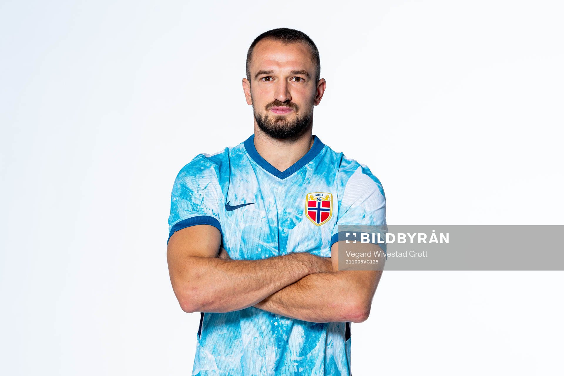 Veton Berisha of the Norwegian national football team poses