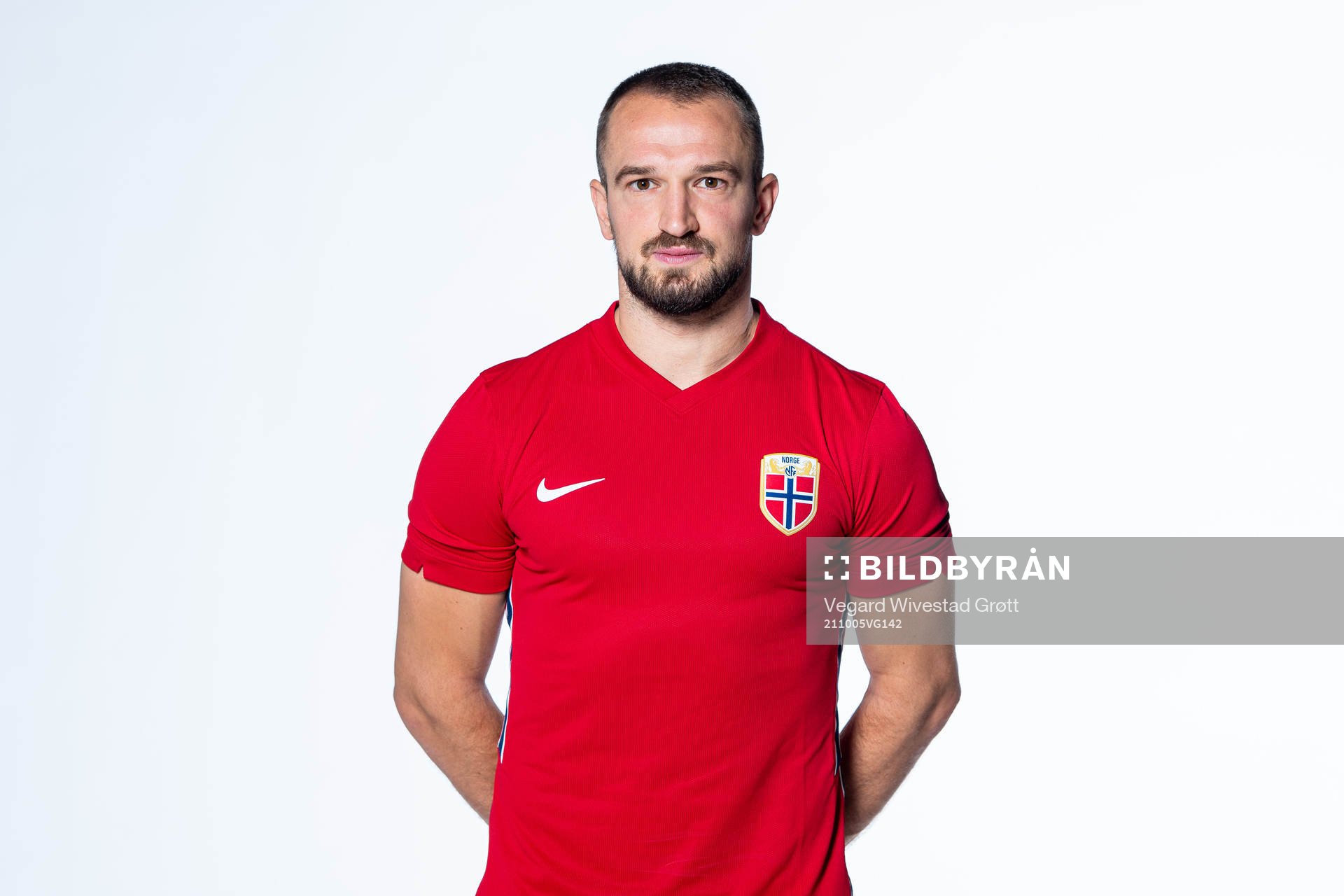 Veton Berisha of the Norwegian national football team poses