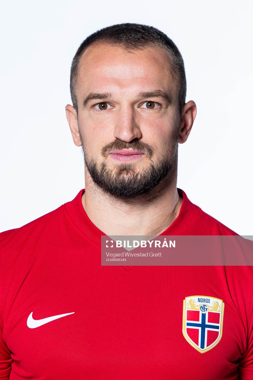 Veton Berisha of the Norwegian national football team poses