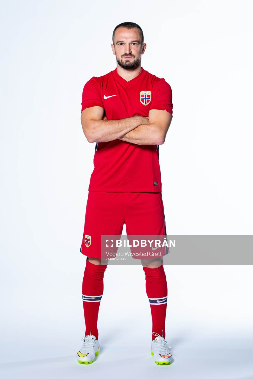 Veton Berisha of the Norwegian national football team poses
