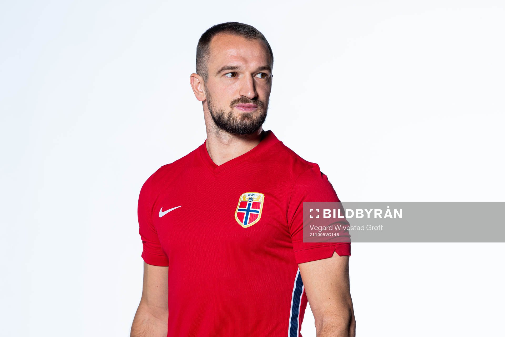Veton Berisha of the Norwegian national football team poses