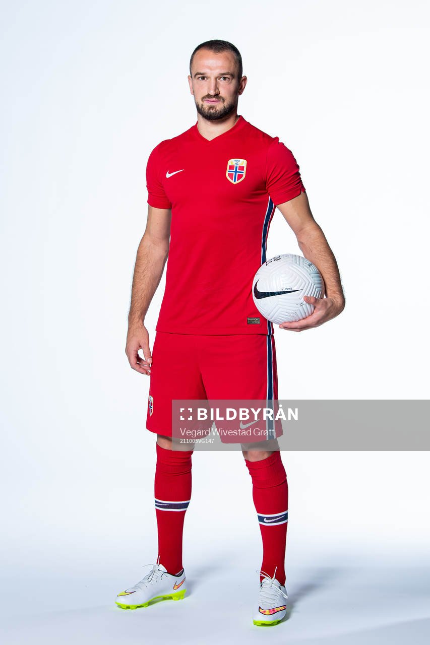 Veton Berisha of the Norwegian national football team poses