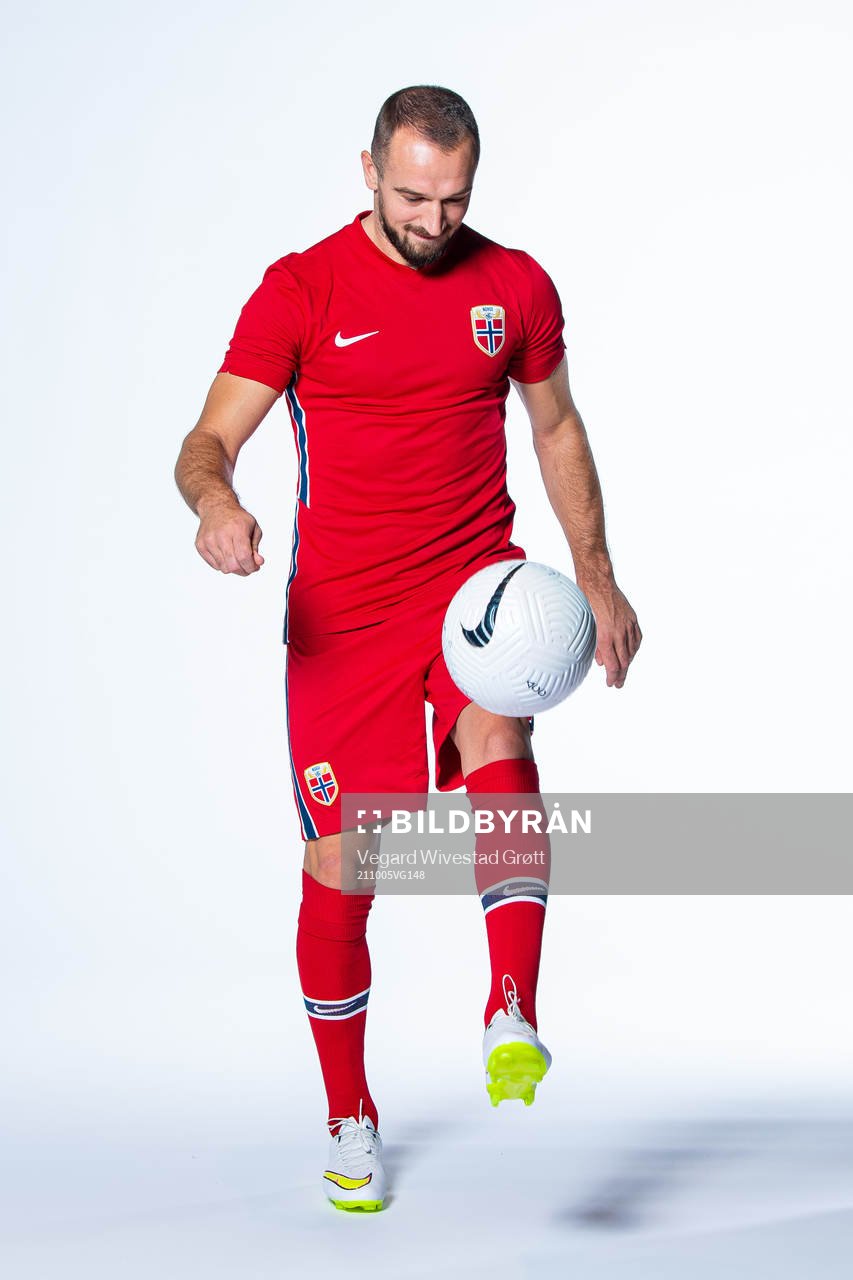 Veton Berisha of the Norwegian national football team poses