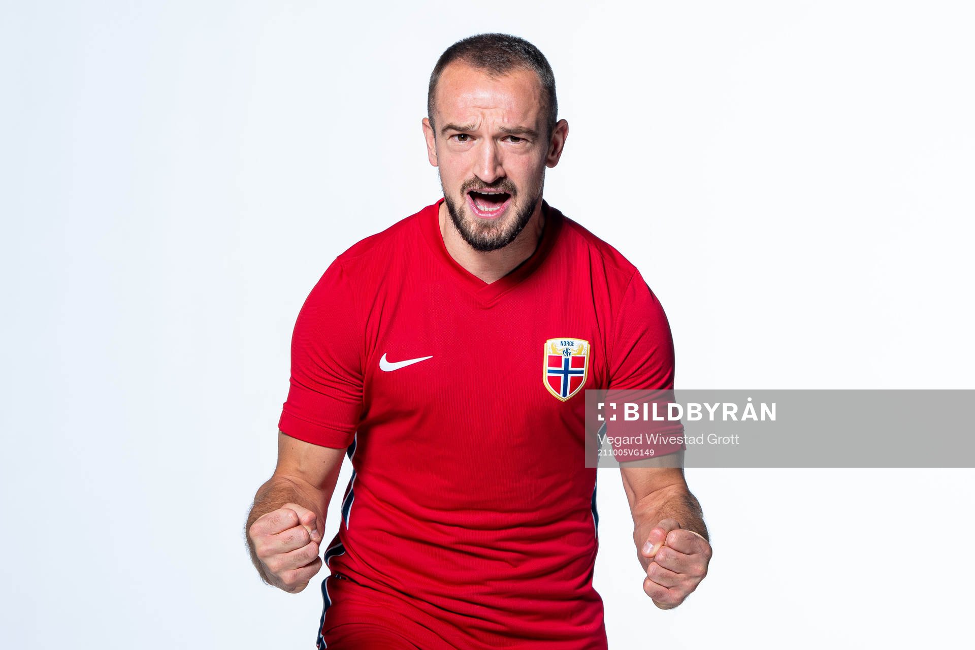 Veton Berisha of the Norwegian national football team poses