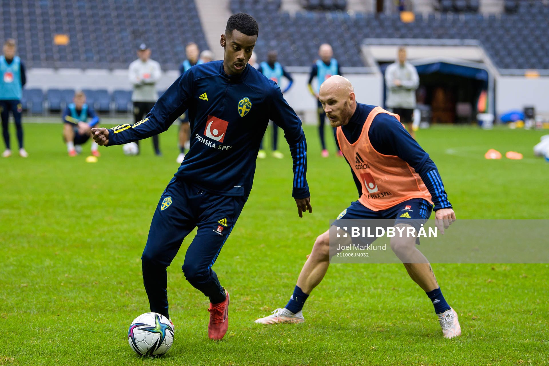 Alexander Isak and Magnus Eriksson of the Swedish national