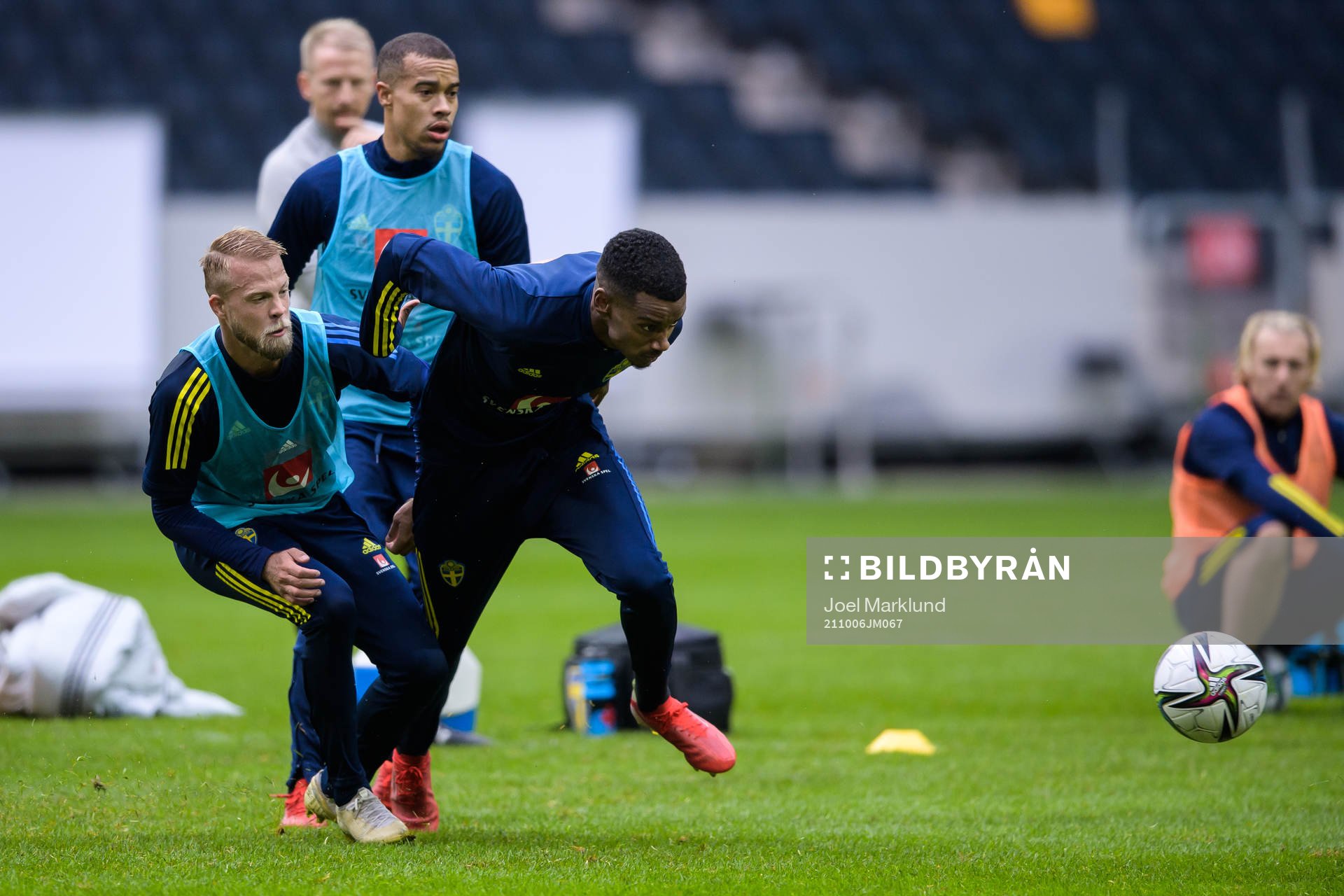 Daniel Sundgren, Robin Quaison and Alexander Isak of the