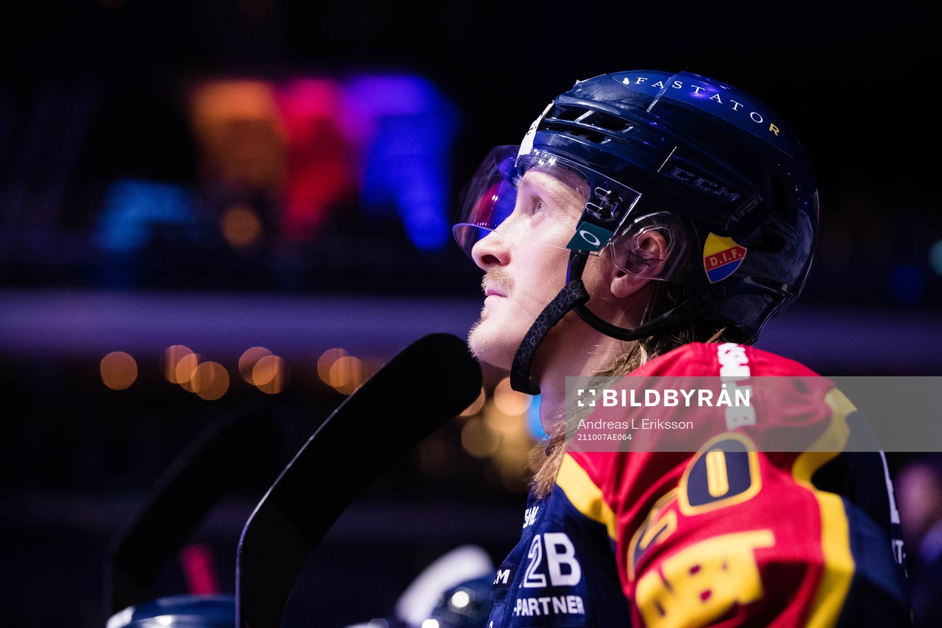 Djurgårdens Marcus Sörensen innan ishockeymatchen i SHL