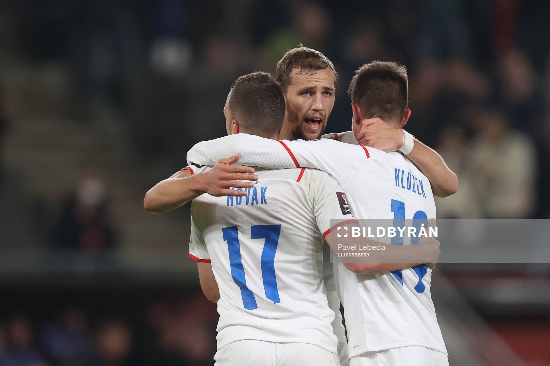 Filip Novak, Tomas Soucek and Adam Hlozek of Czech Republic