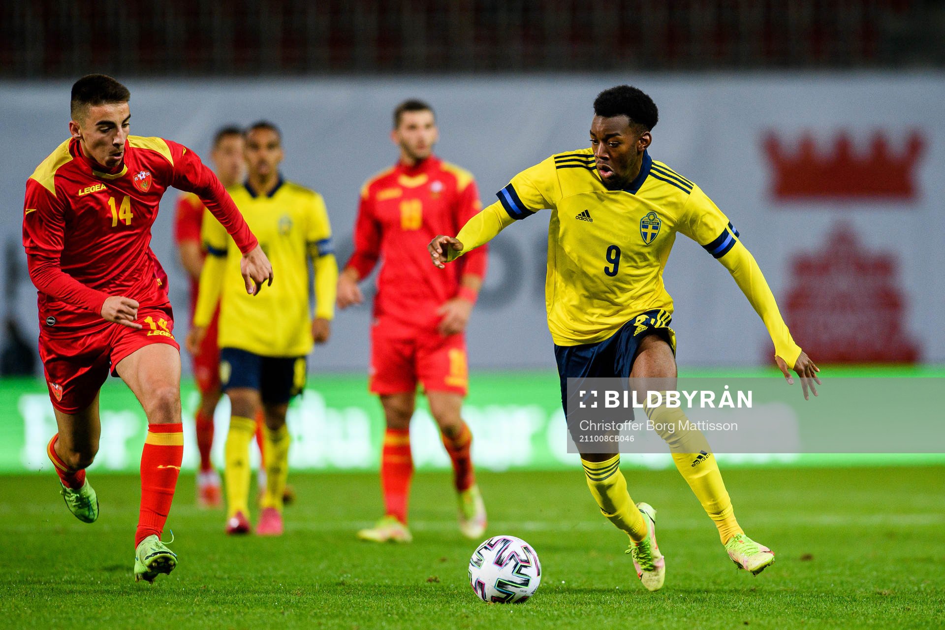 Marko Matanovic of Montenegro and Anthony Elanga of Sweden