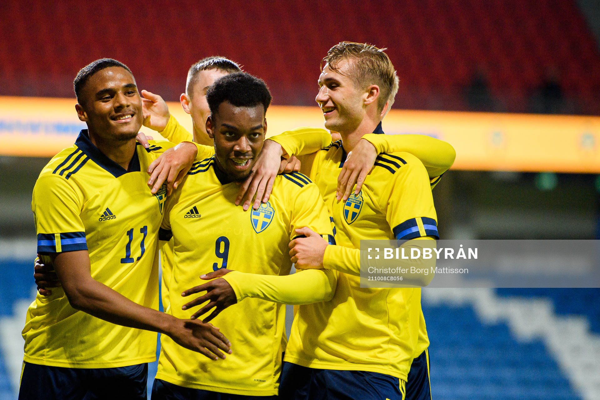 Anthony Elanga of Sweden celebrates the 3-0 goal