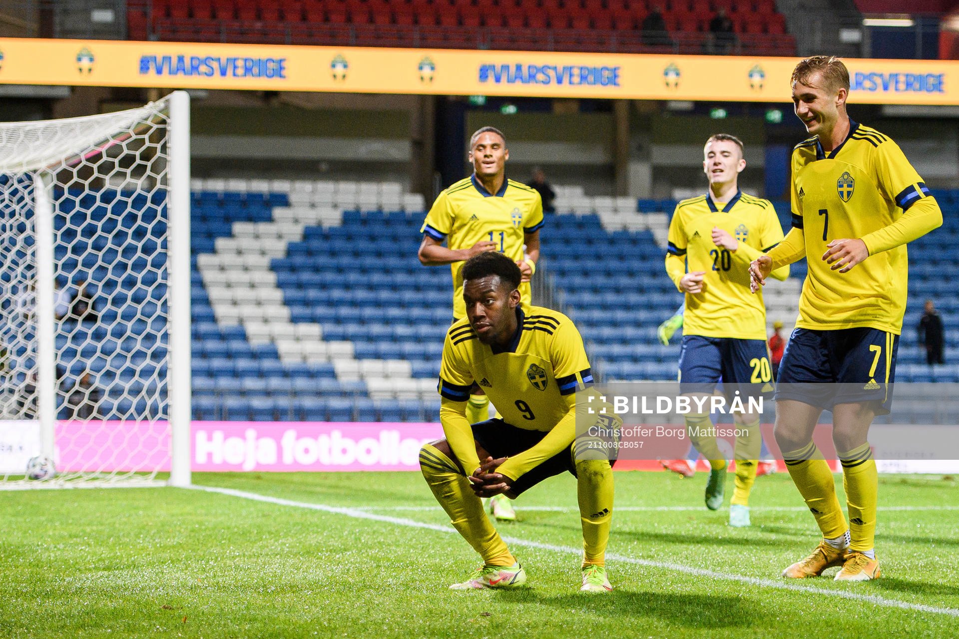 Anthony Elanga of Sweden celebrates the 3-0 goal