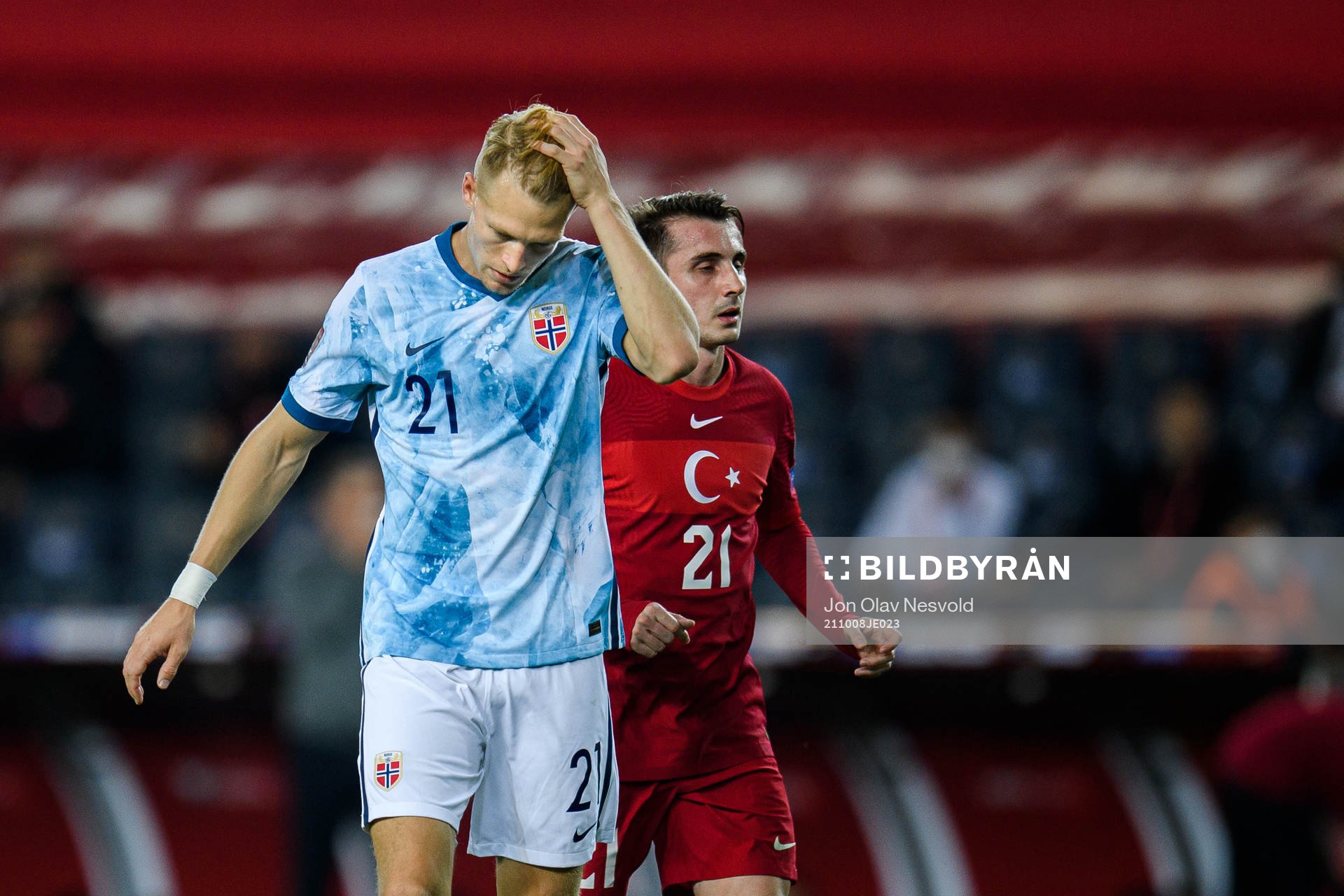 Andreas Hanche-Olsen of Norway looks dejected