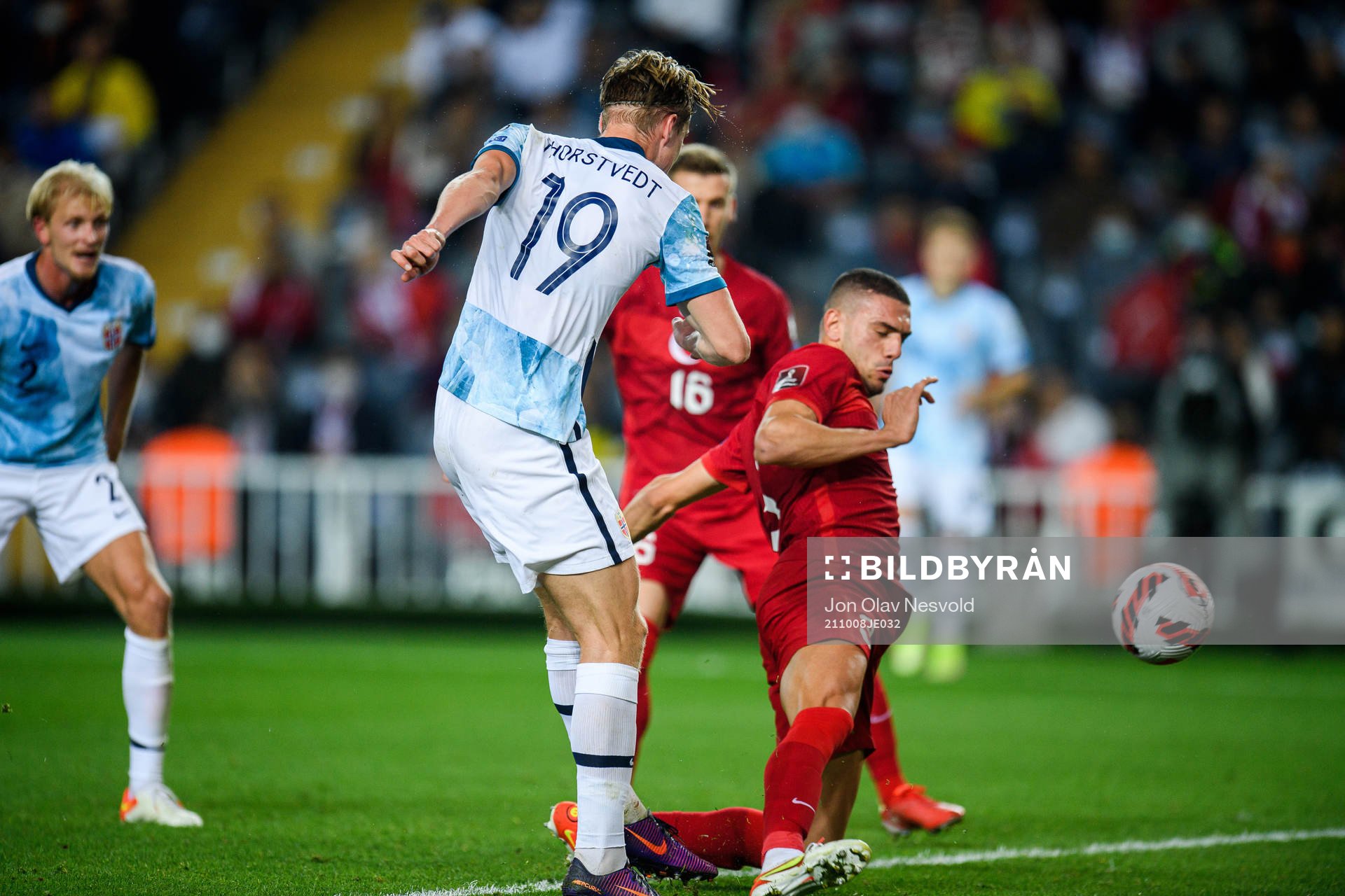 Kristian Thorstvedt of Norway scores the 1-1 goal