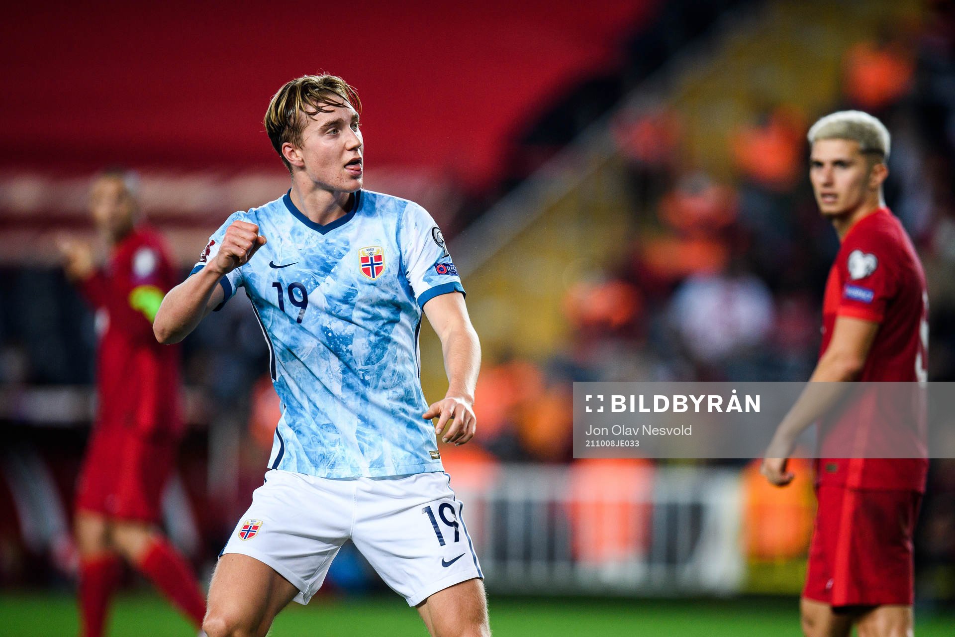 Kristian Thorstvedt of Norway celebrates the 1-1 goal