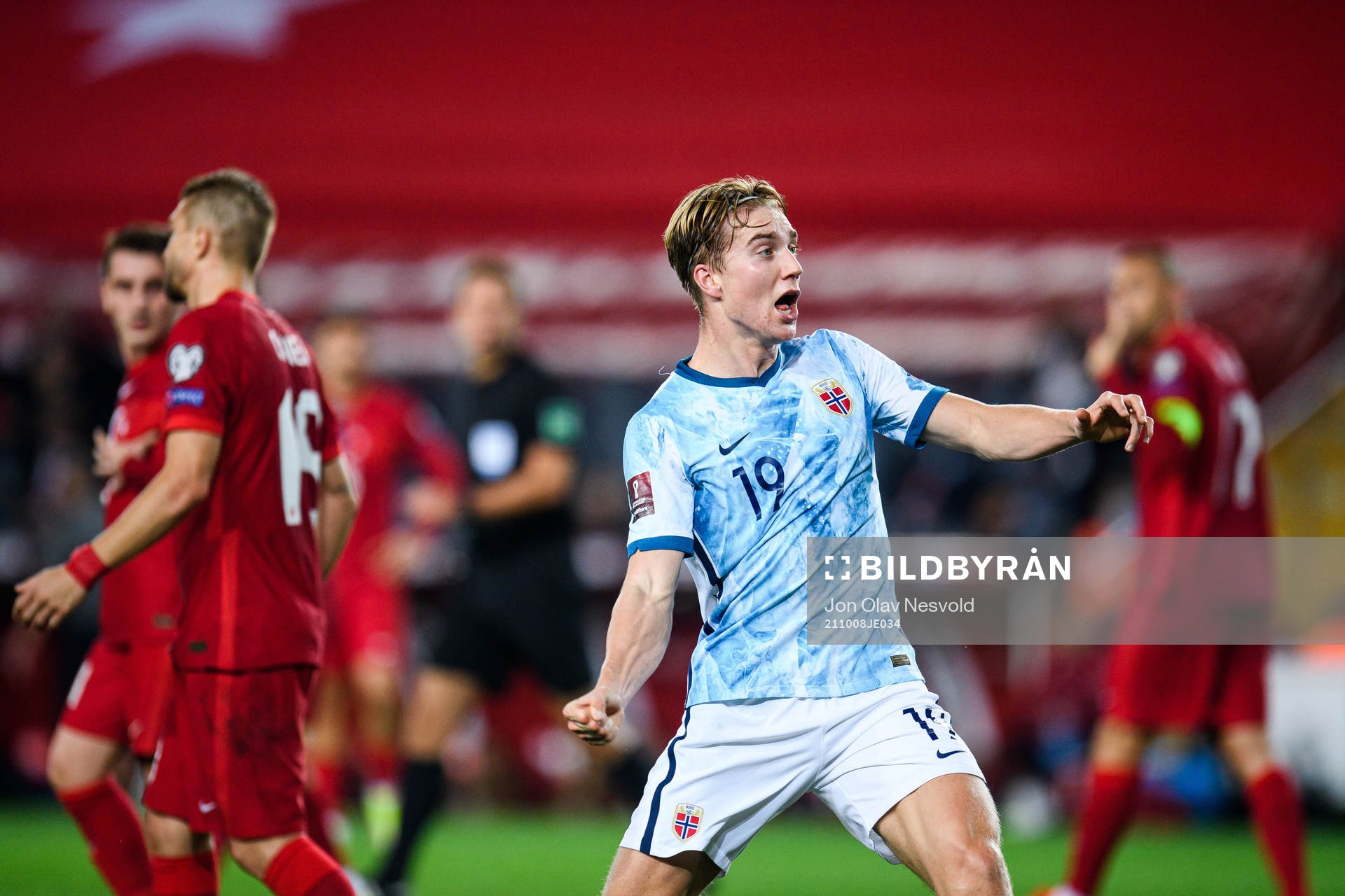 Kristian Thorstvedt of Norway celebrates the 1-1 goal