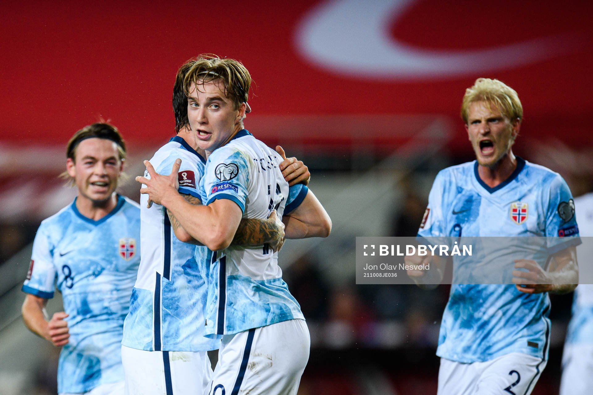 Morten Thorsby and Kristian Thorstvedt of Norway celebrate