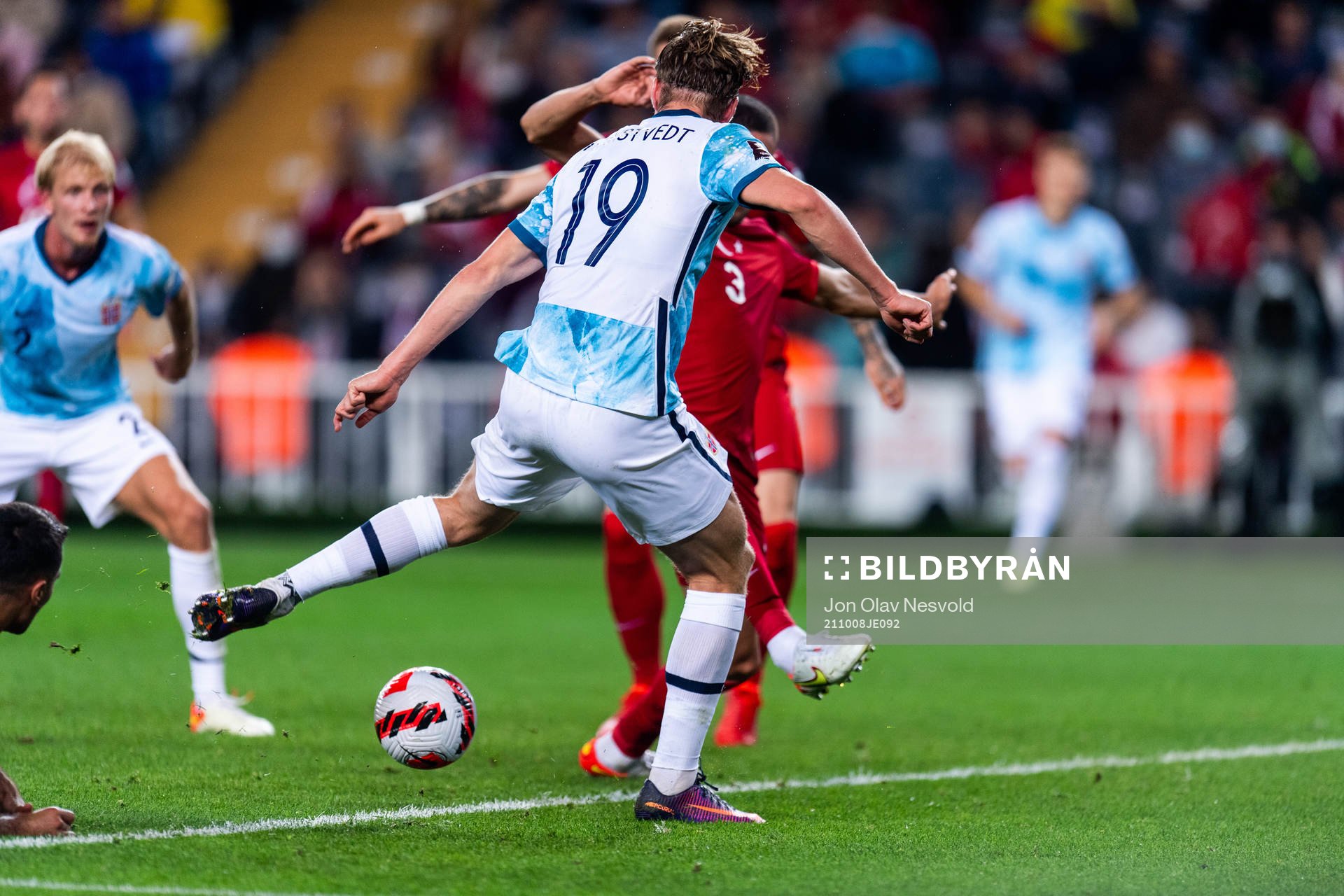Kristian Thorstvedt of Norway scores the 1-1 goal