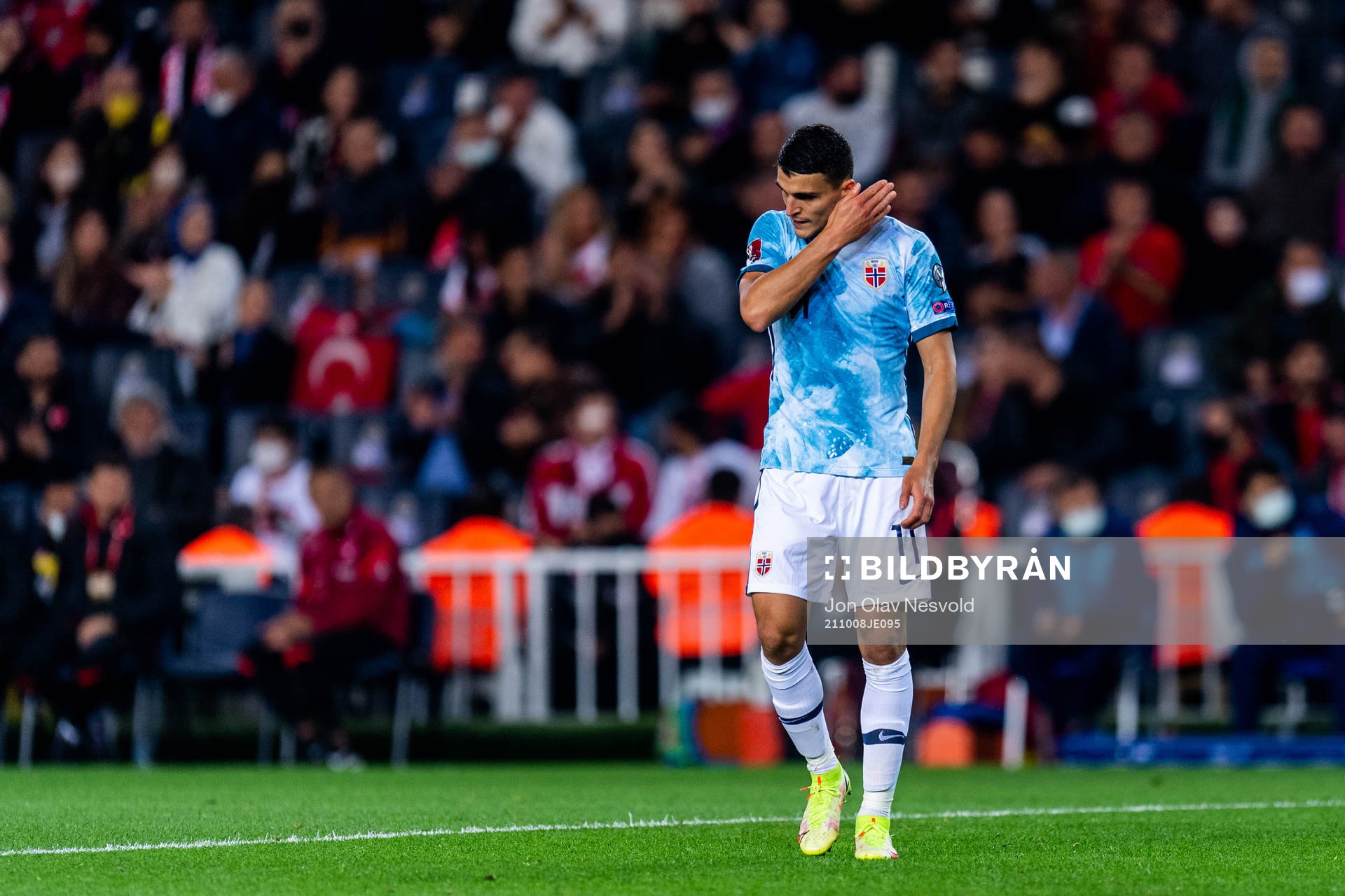 Mohamed Elyounoussi of Norway looks dejected