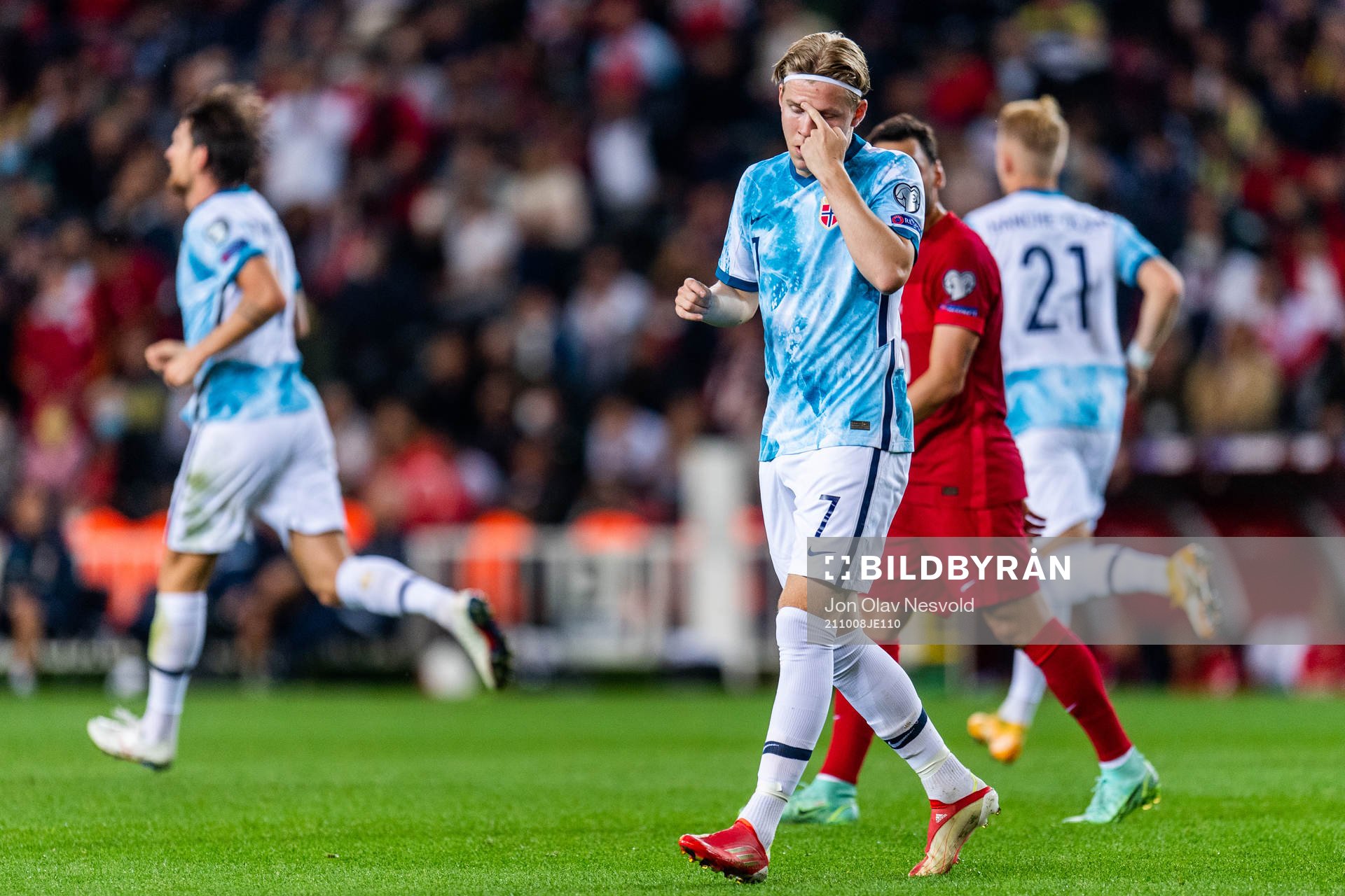 Jens Petter Hauge of Norway looks dejected