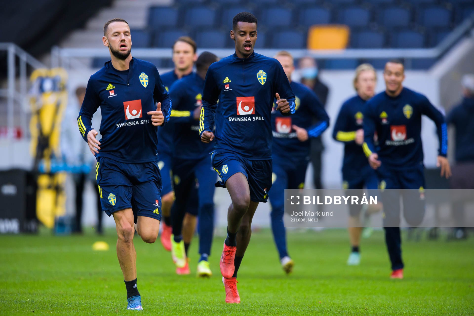 Alexander Milosevic and Alexander Isak of the Swedish