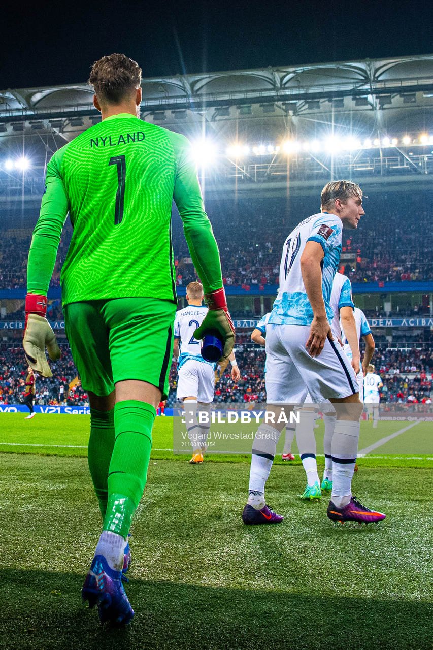 Goalkeeper Ørjan Håskjold Nyland of Norway at half-time