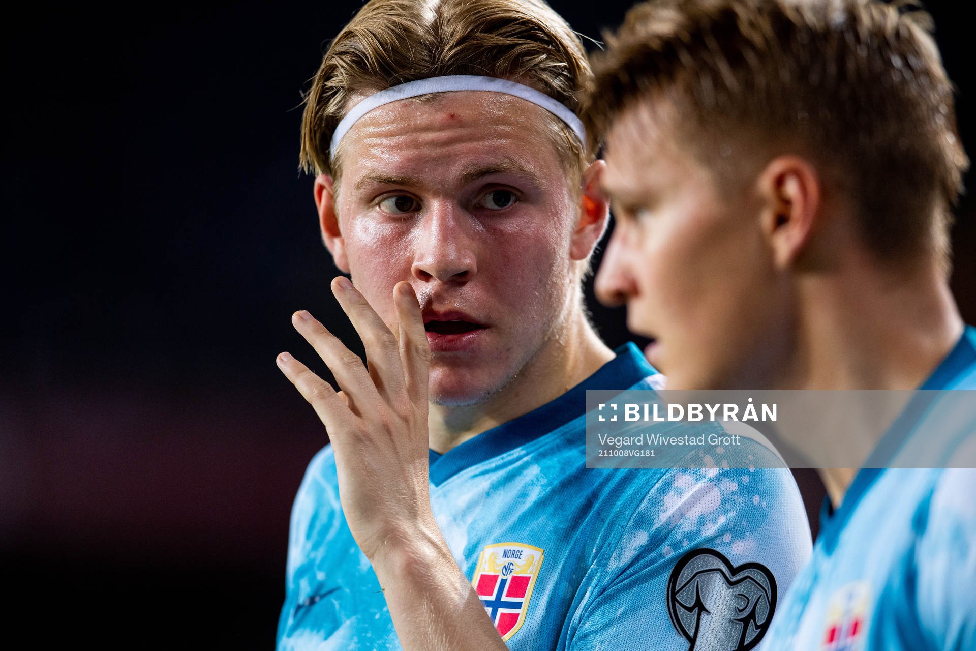 Jens Petter Hauge and Martin Ødegaard of Norway