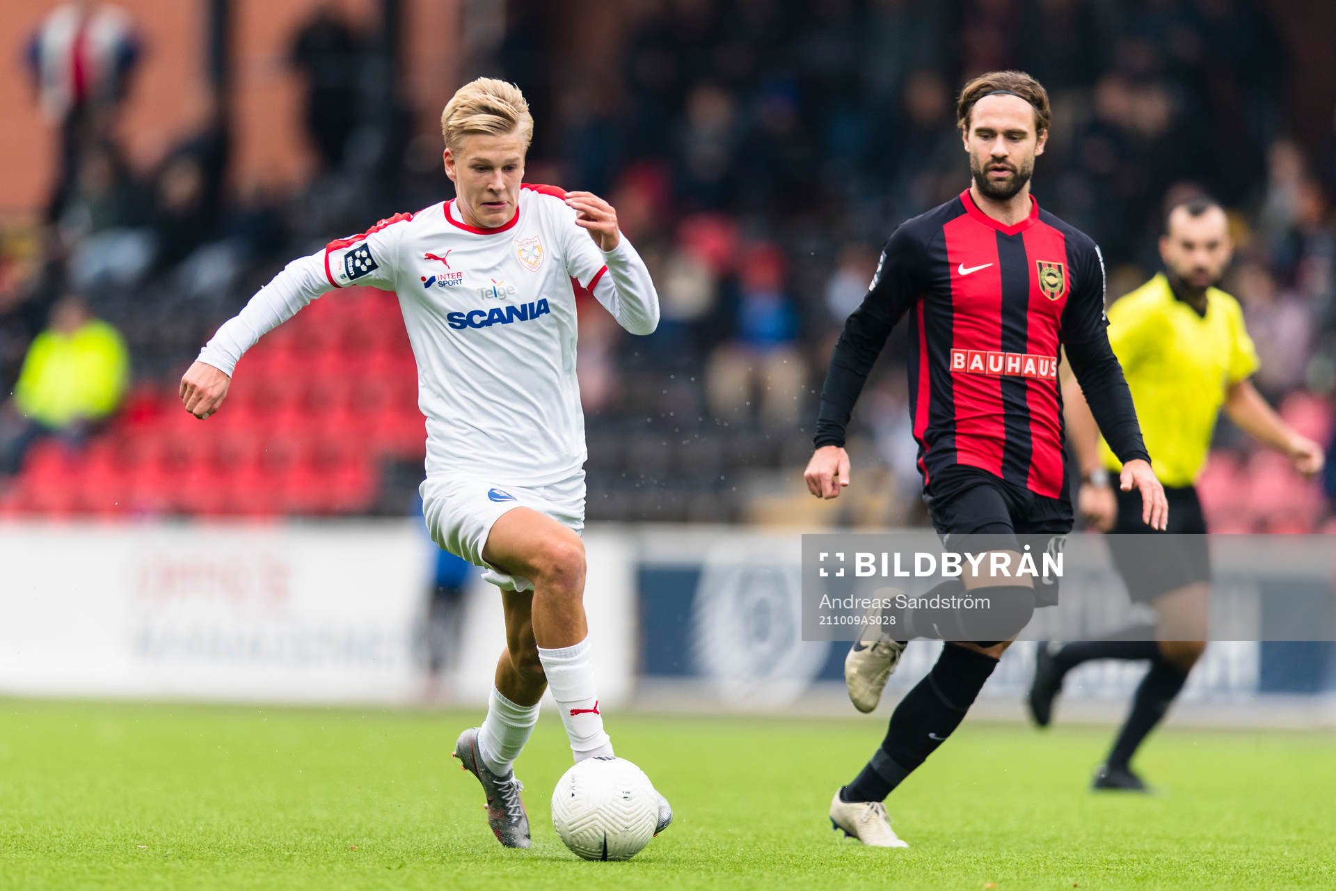 Assyriskas Marcus Linday under fotbollsmatchen i Ettan norra mellan Brommapojkarna och Assyriska den 9 oktober 2021 i Stockholm.