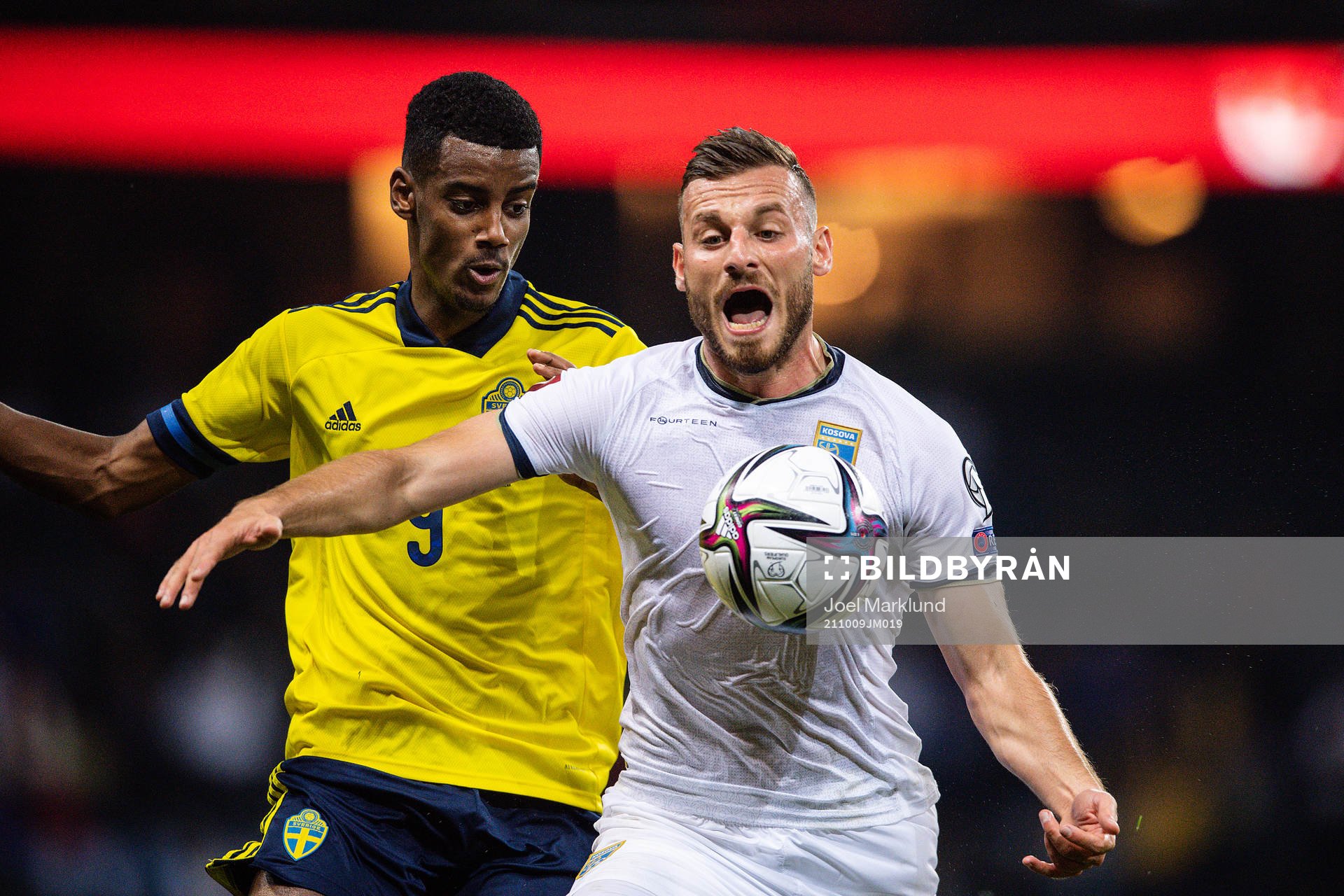 Alexander Isak of Sweden and Fidan Aliti of Kosovo