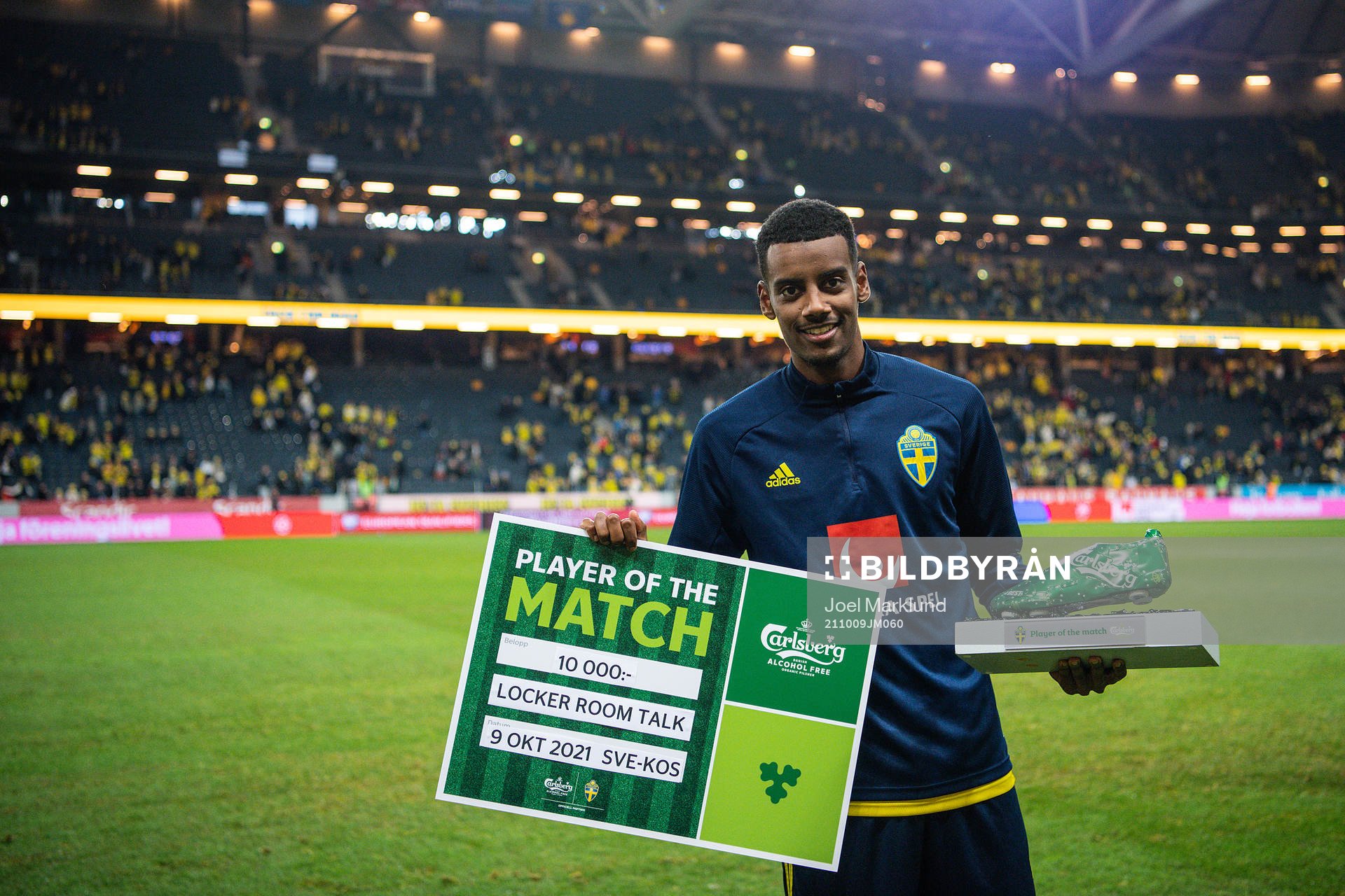 Player of the match Alexander Isak of Sweden