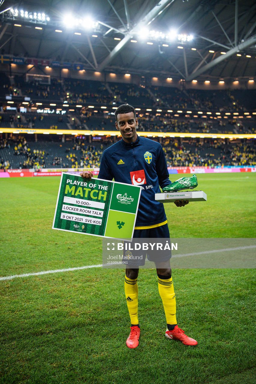 Player of the match Alexander Isak of Sweden