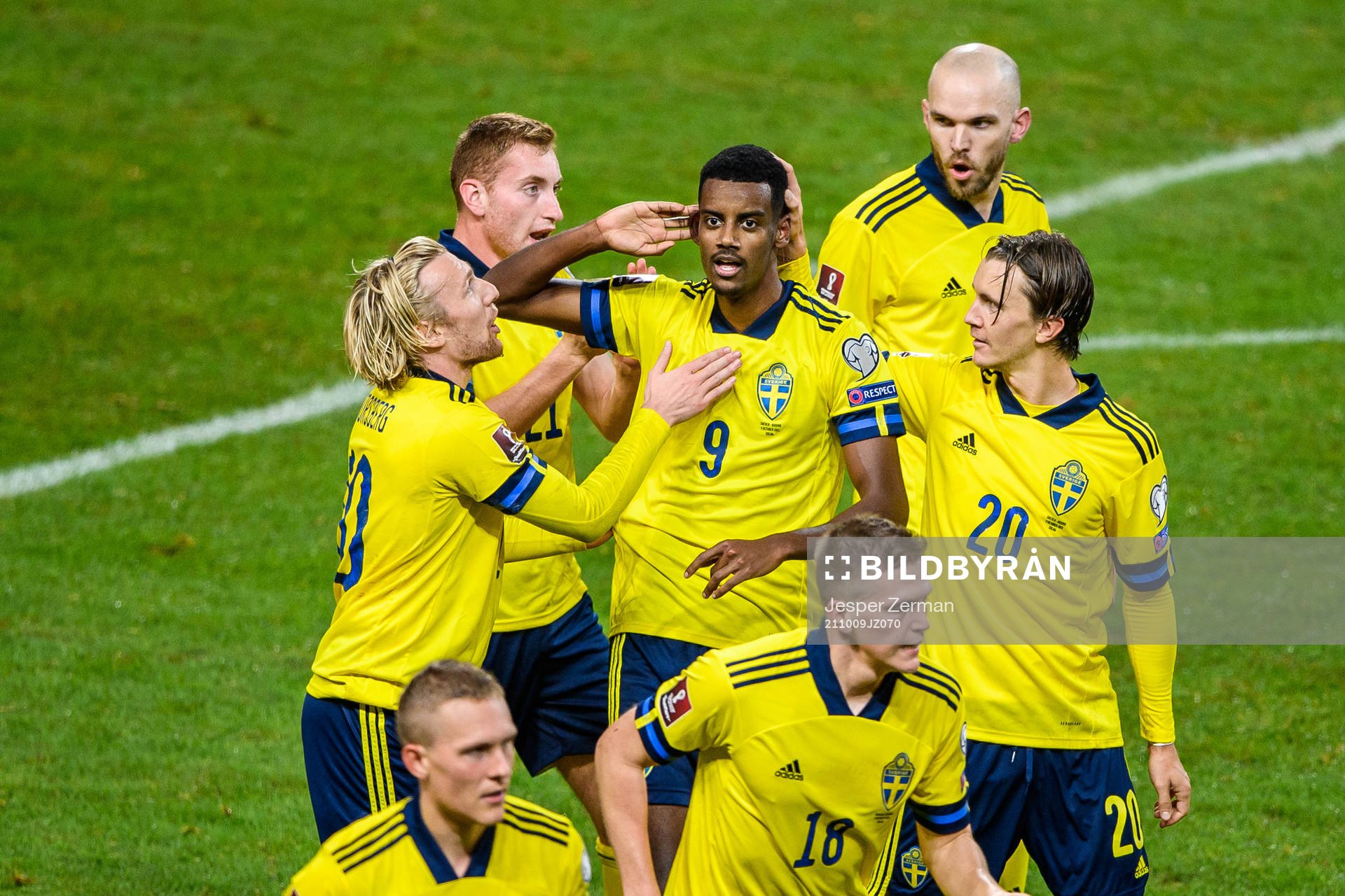 Alexander Isak of Sweden celebrates aftwer scoring 2-0