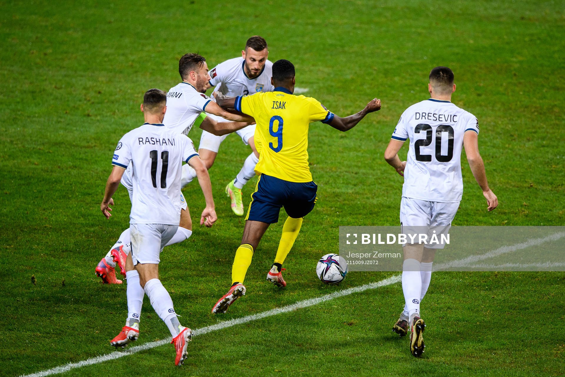 Alexander Isak of Sweden against Elbasan Rashani, Fidan