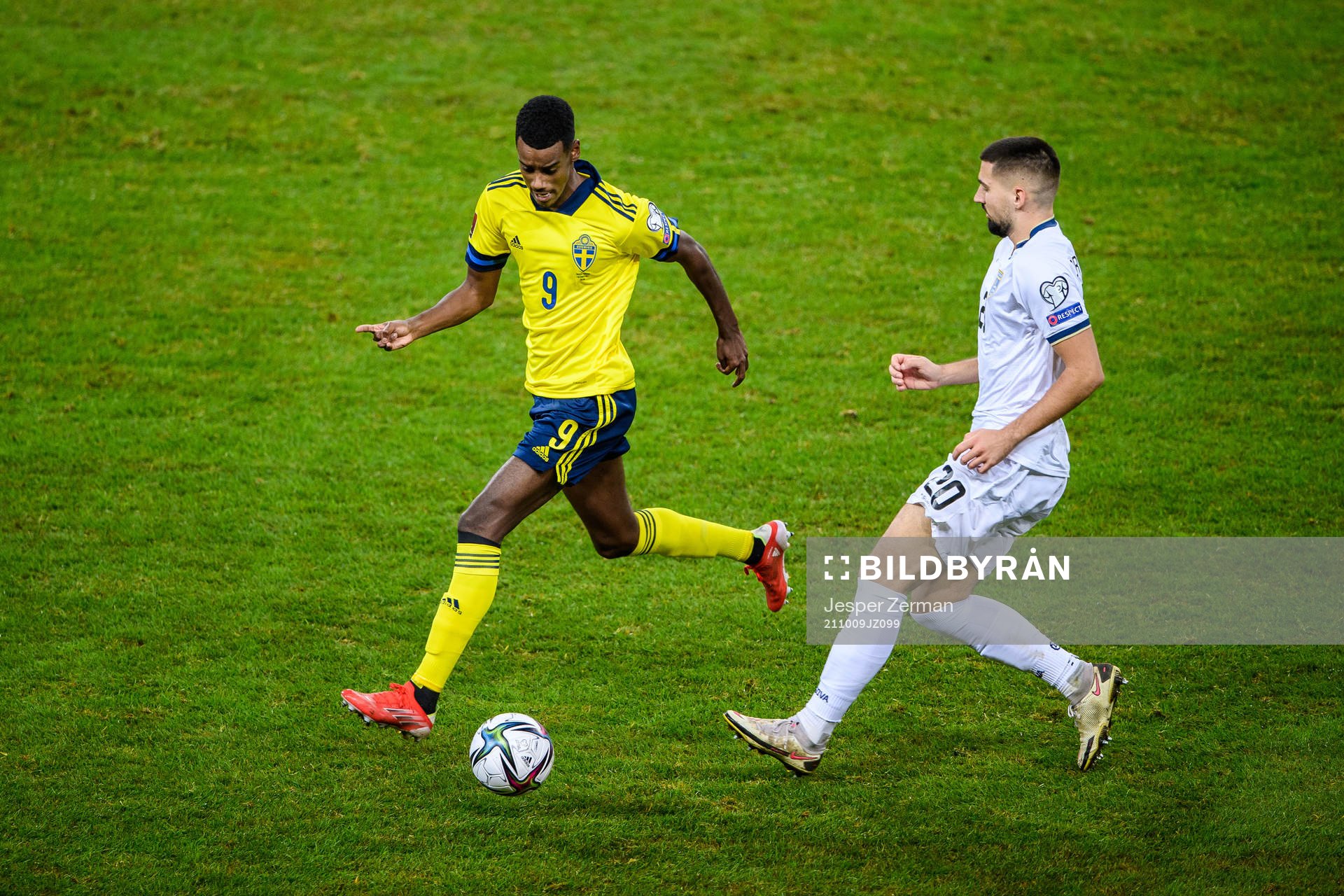 Alexander Isak of Sweden and Ibrahim Dresevic of Kosovo