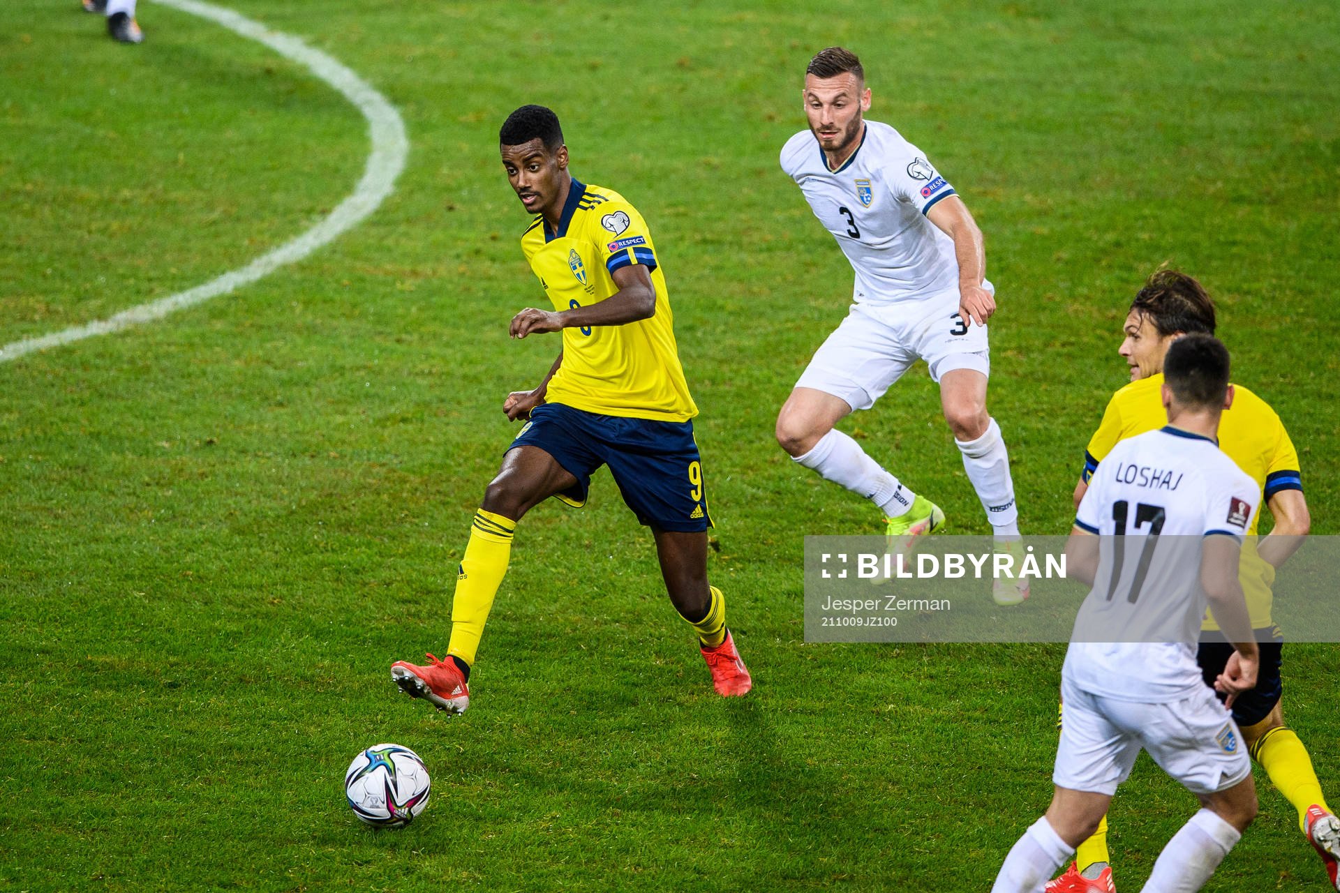 Alexander Isak of Sweden and Fidan Aliti of Kosovo