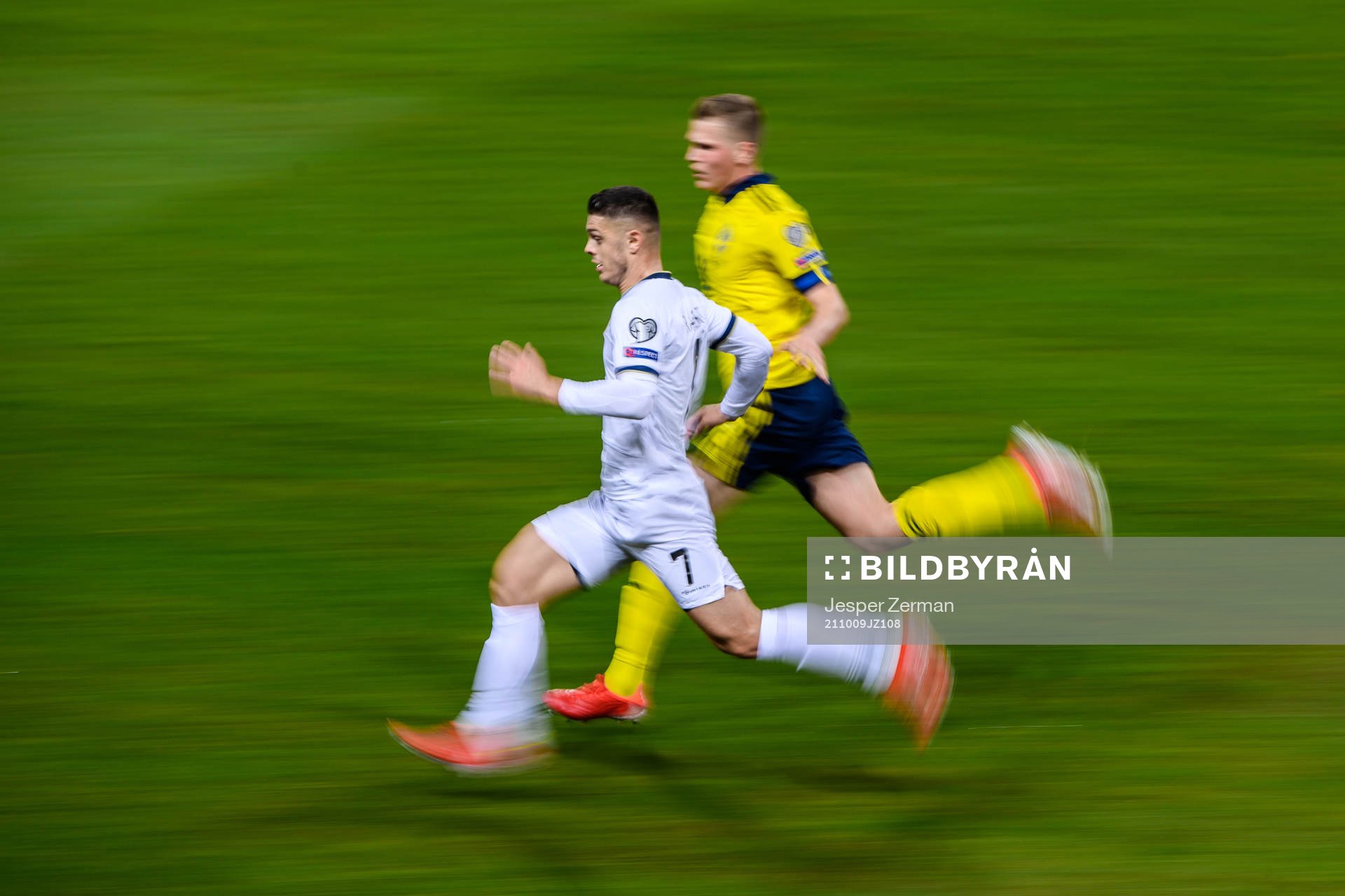 Milot Rashica of Kosovo and Joakim Nilsson of Sweden