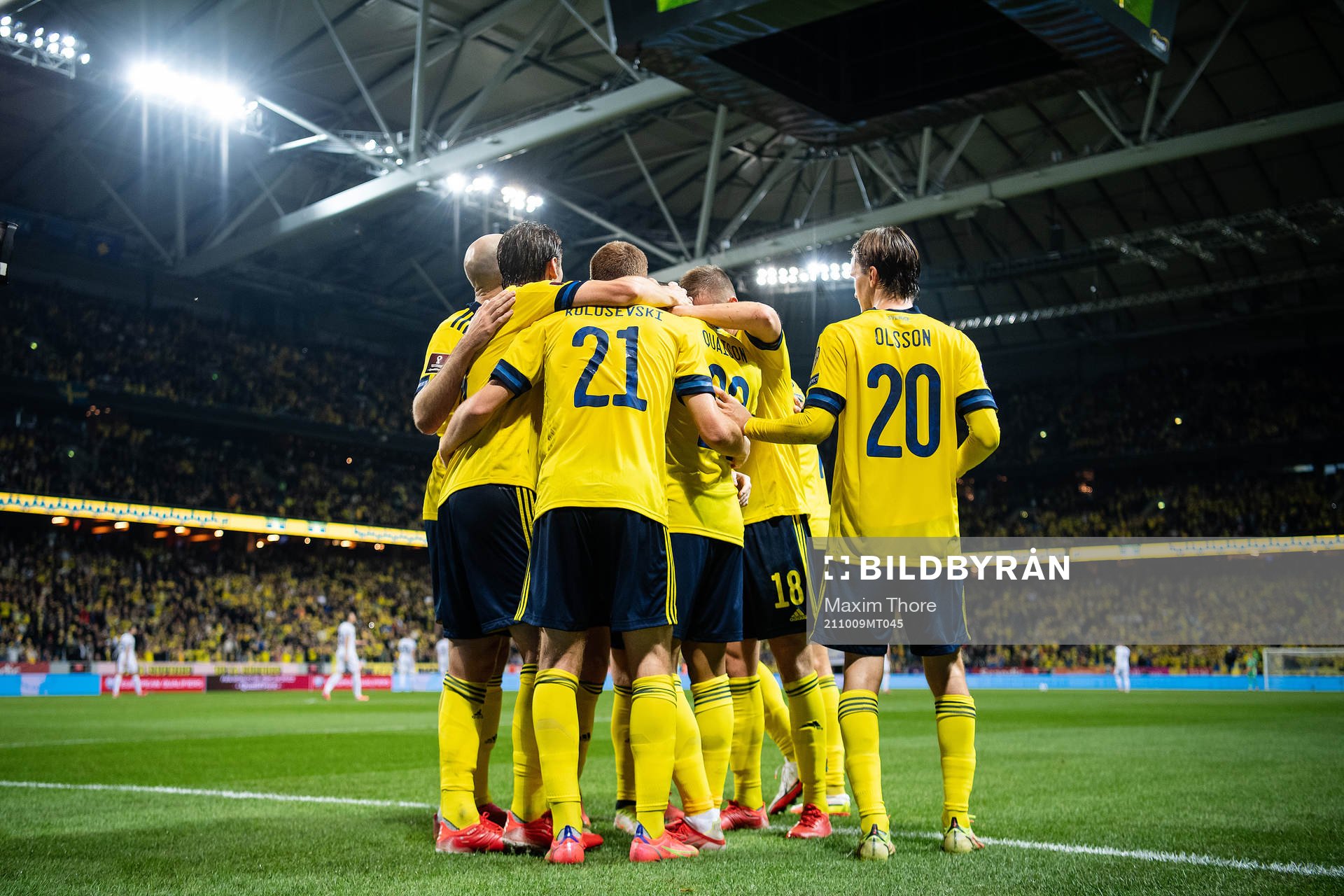 Robin Quaison, Dejan Kulusevski and Kristoffer Olsson of