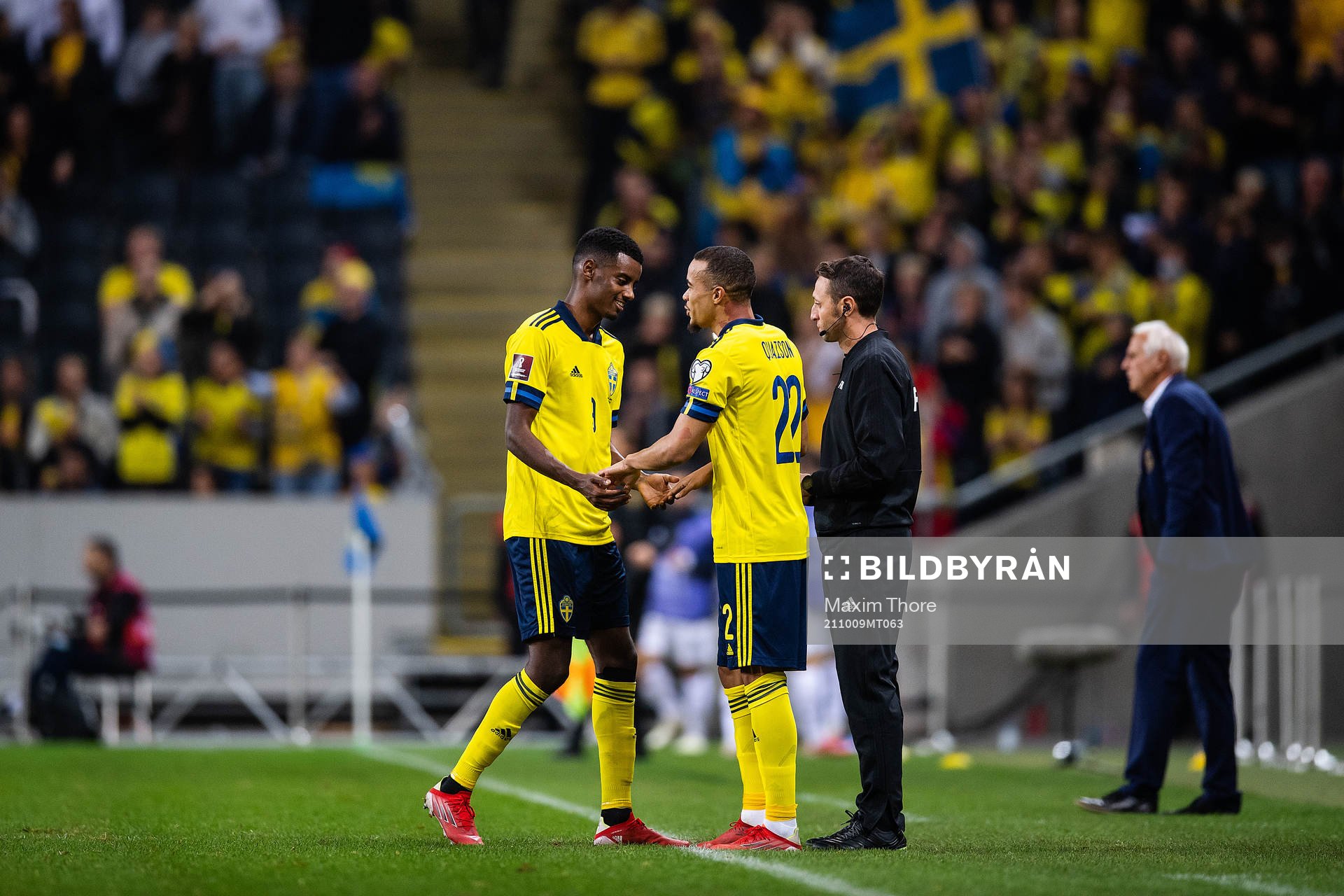 Alexander Isak and Robin Quaison of Sweden