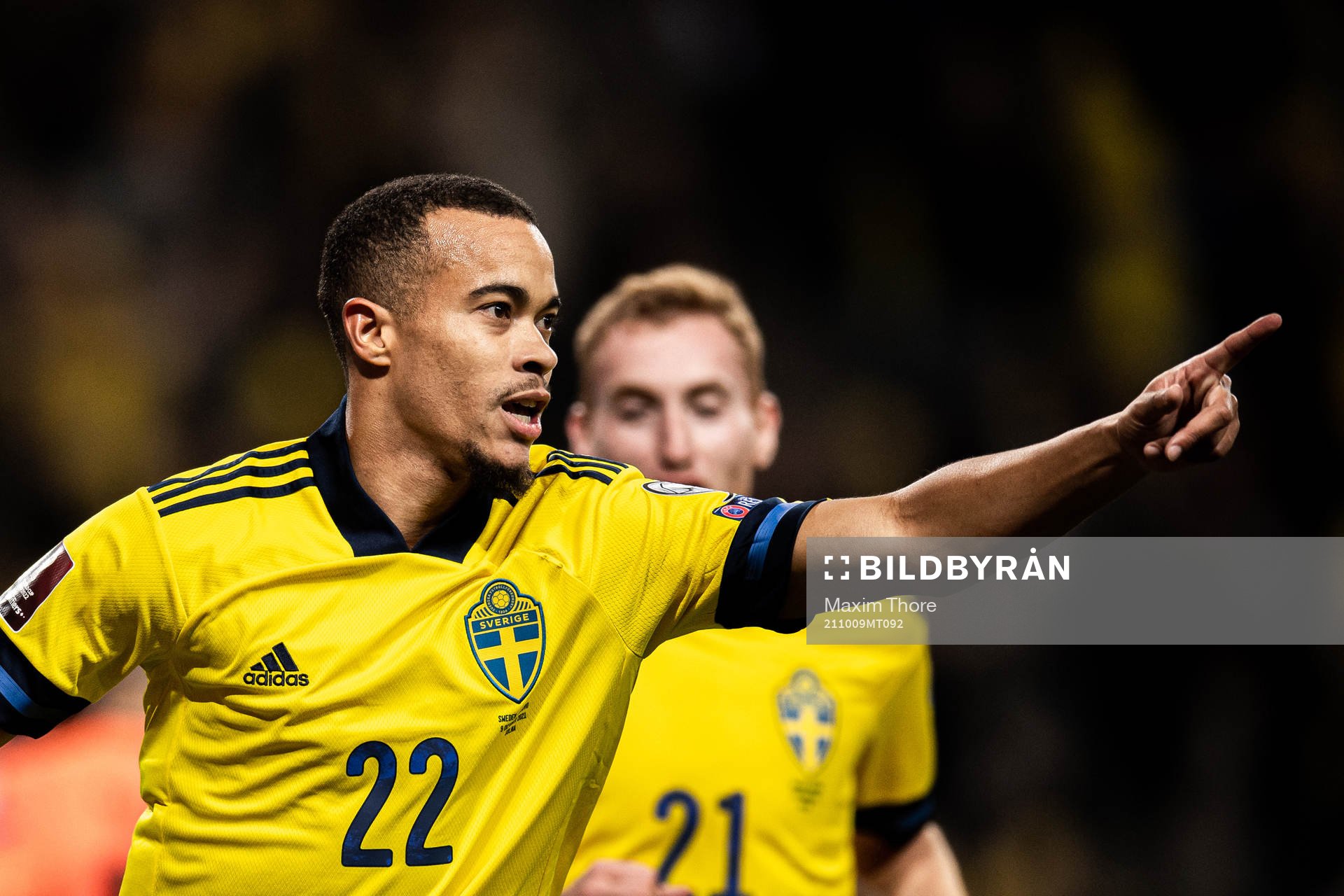 Robin Quaison of Sweden celebrates his 3-0 goal