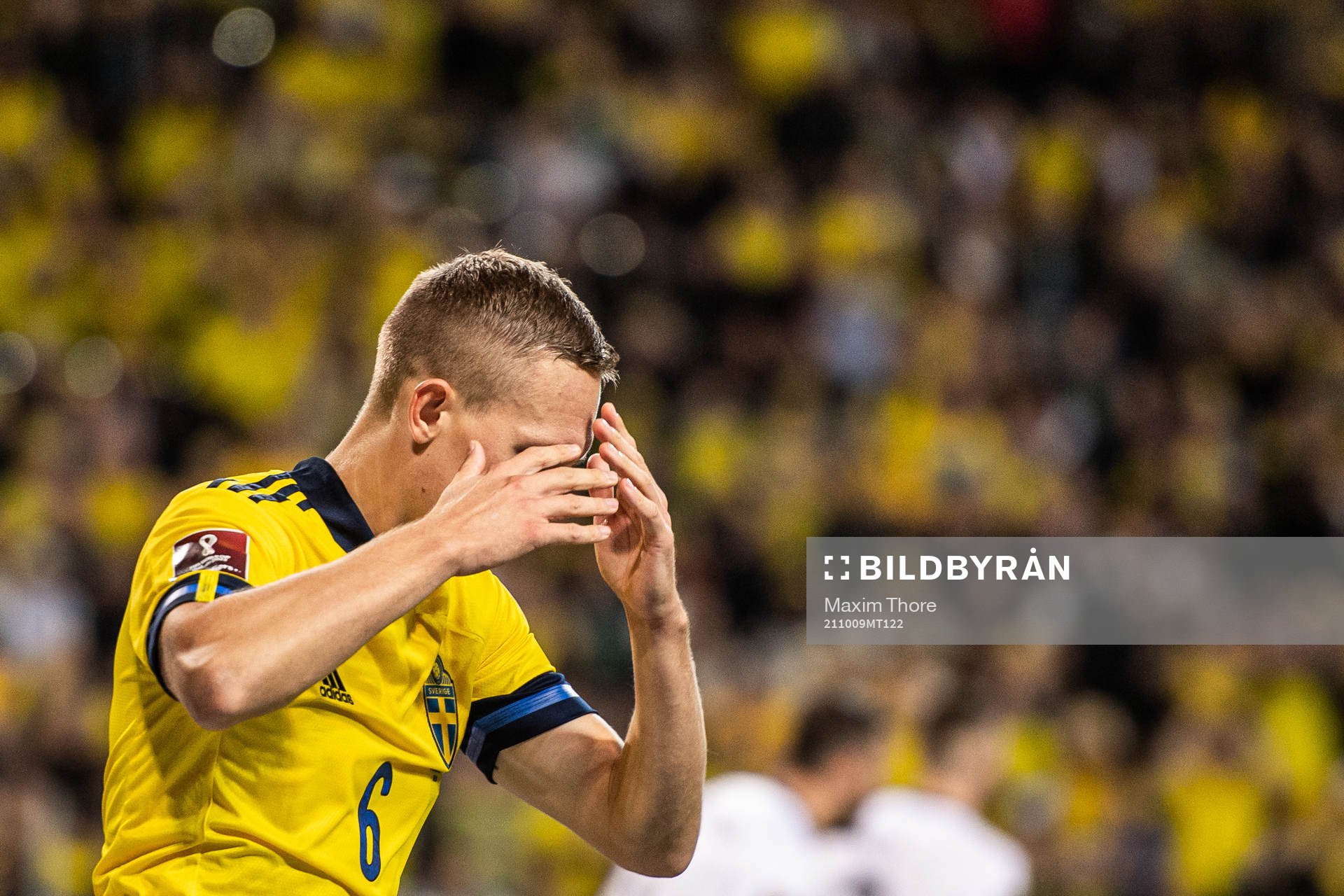 Ludwig Augustinsson of Sweden looks dejected