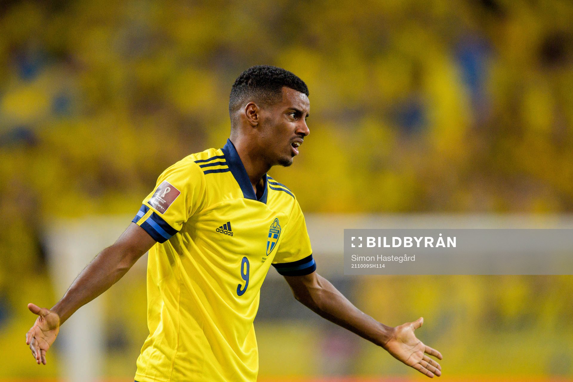 Alexander Isak of Sweden reacts