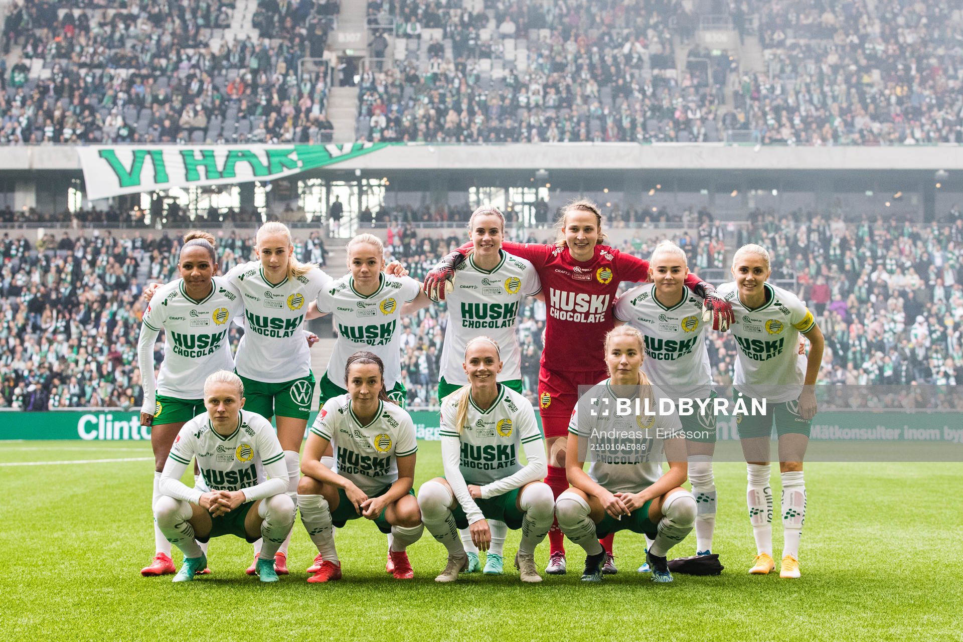 Hammarbys startelva innan fotbollsmatchen i Damallsvenskan