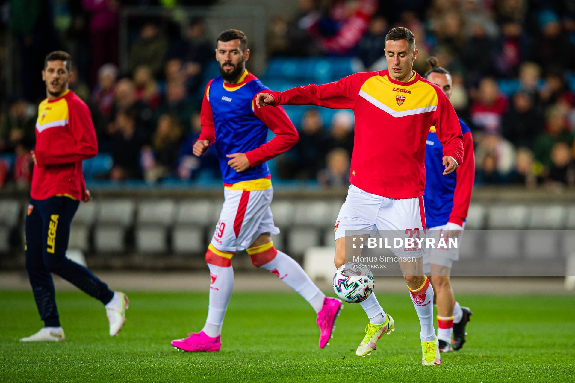Adam Marusic of Montenegro warms up