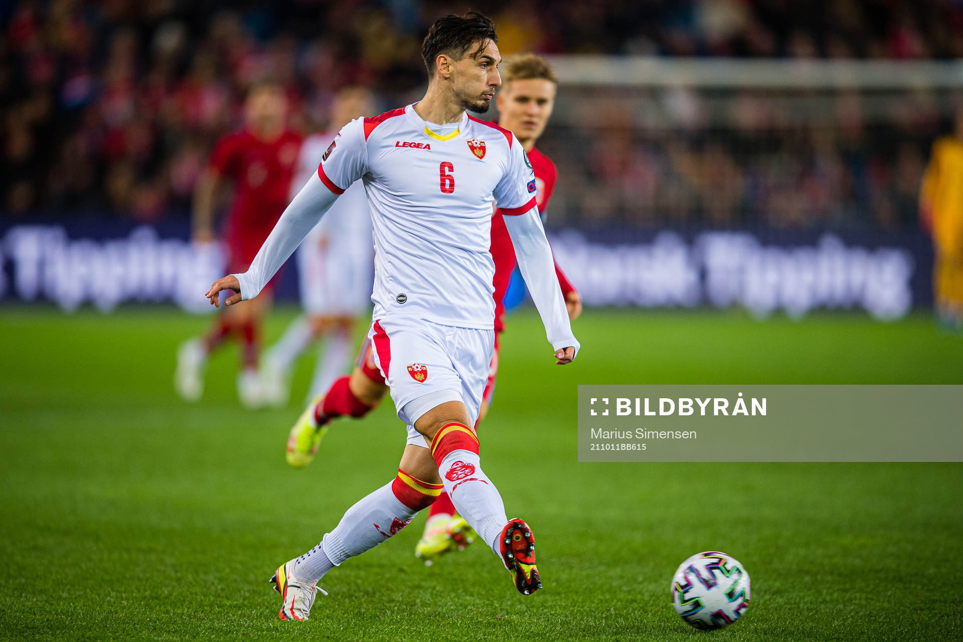 Zarko Tomasevic of Montenegro during the FIFA World Cup Qualifier football match between Norway and Montenegro on October 11, 2021 in Oslo.