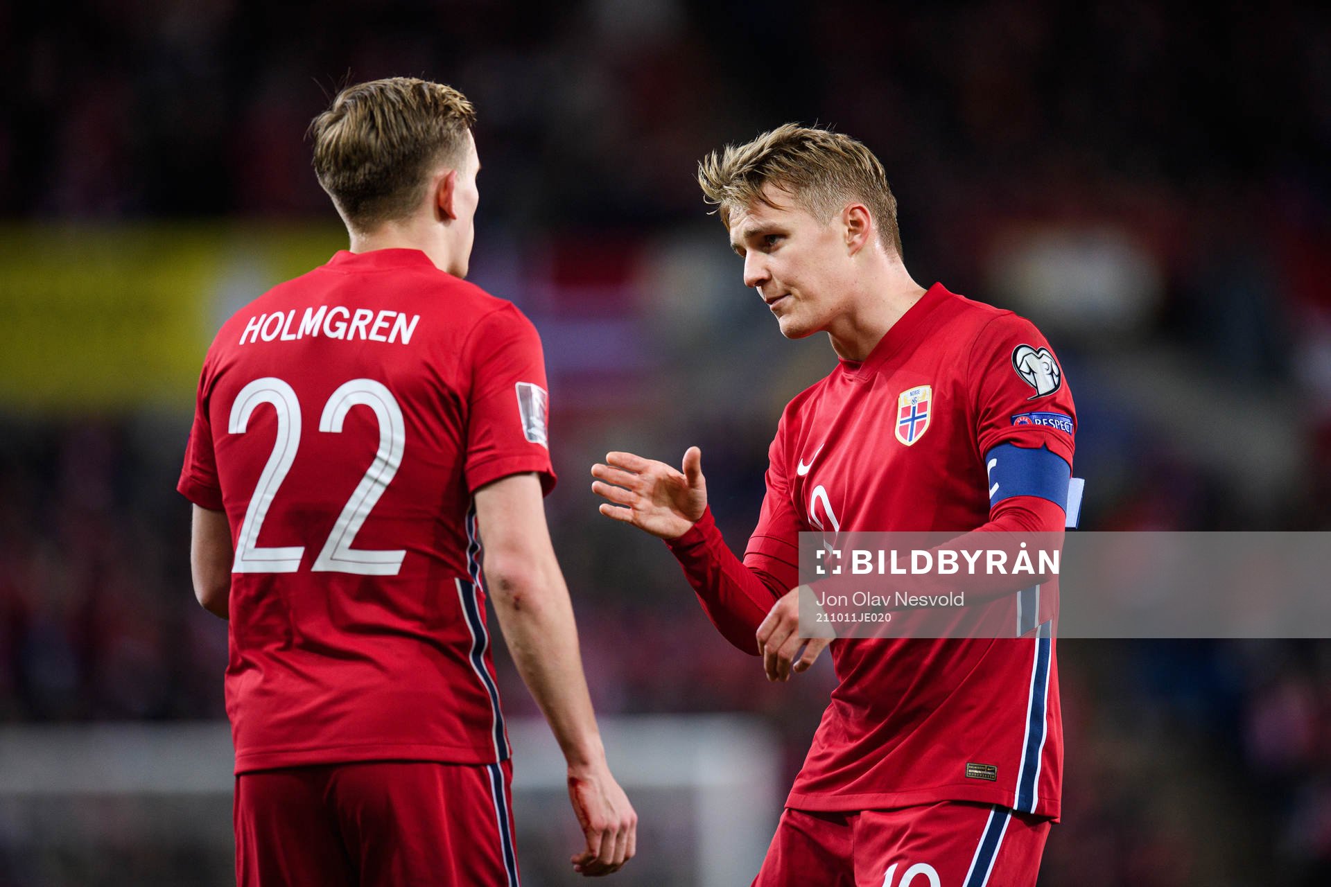 Marcus Holmgren Pedersen and Martin Ødegaard of Norway